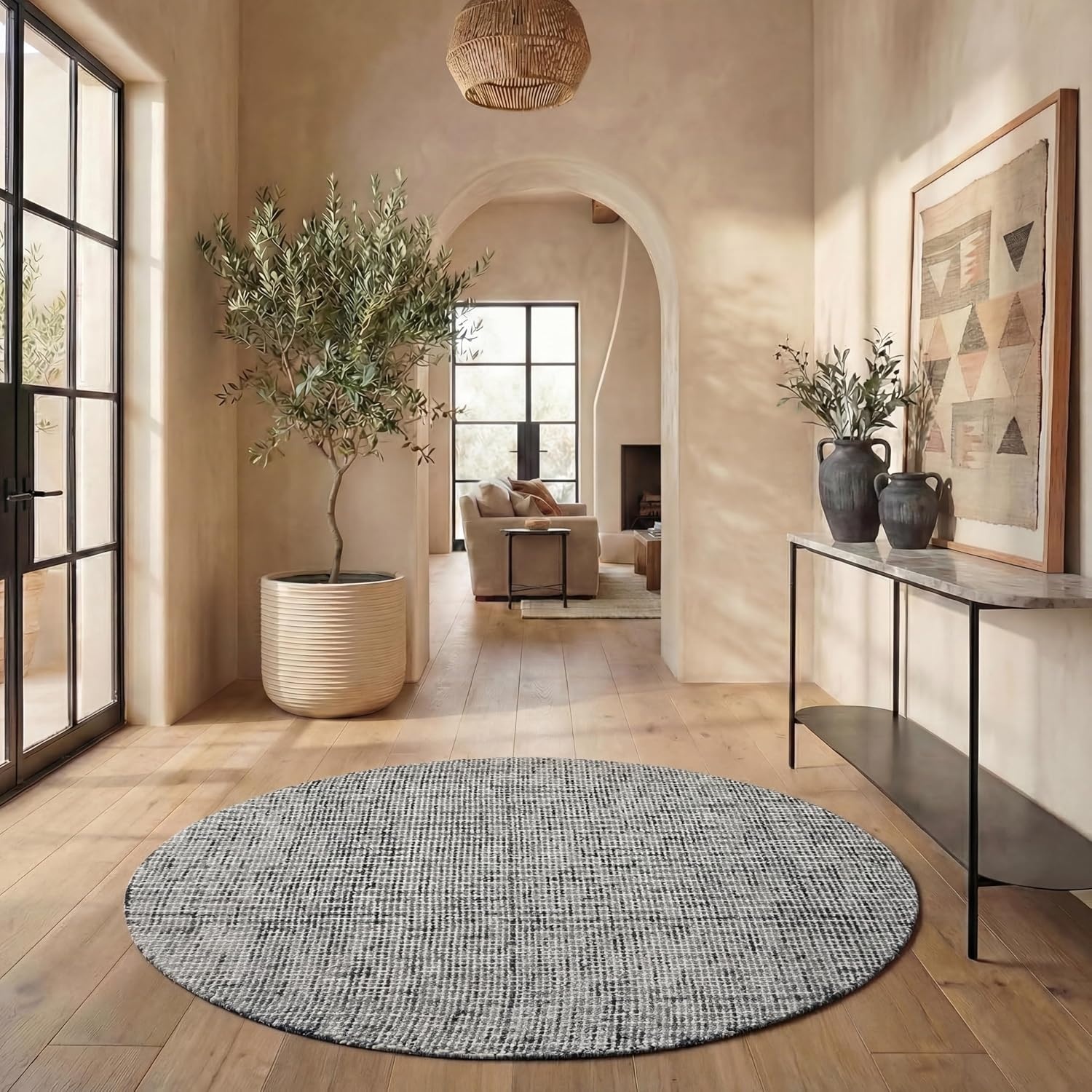 image:imageSAFAVIEH Area Rug 8x10 Abstract Collection Large Light Grey amp Ivory Handmade Wool Ideal for Living Room Bedroom Office Dining Space ABT468FDark GreyIvory