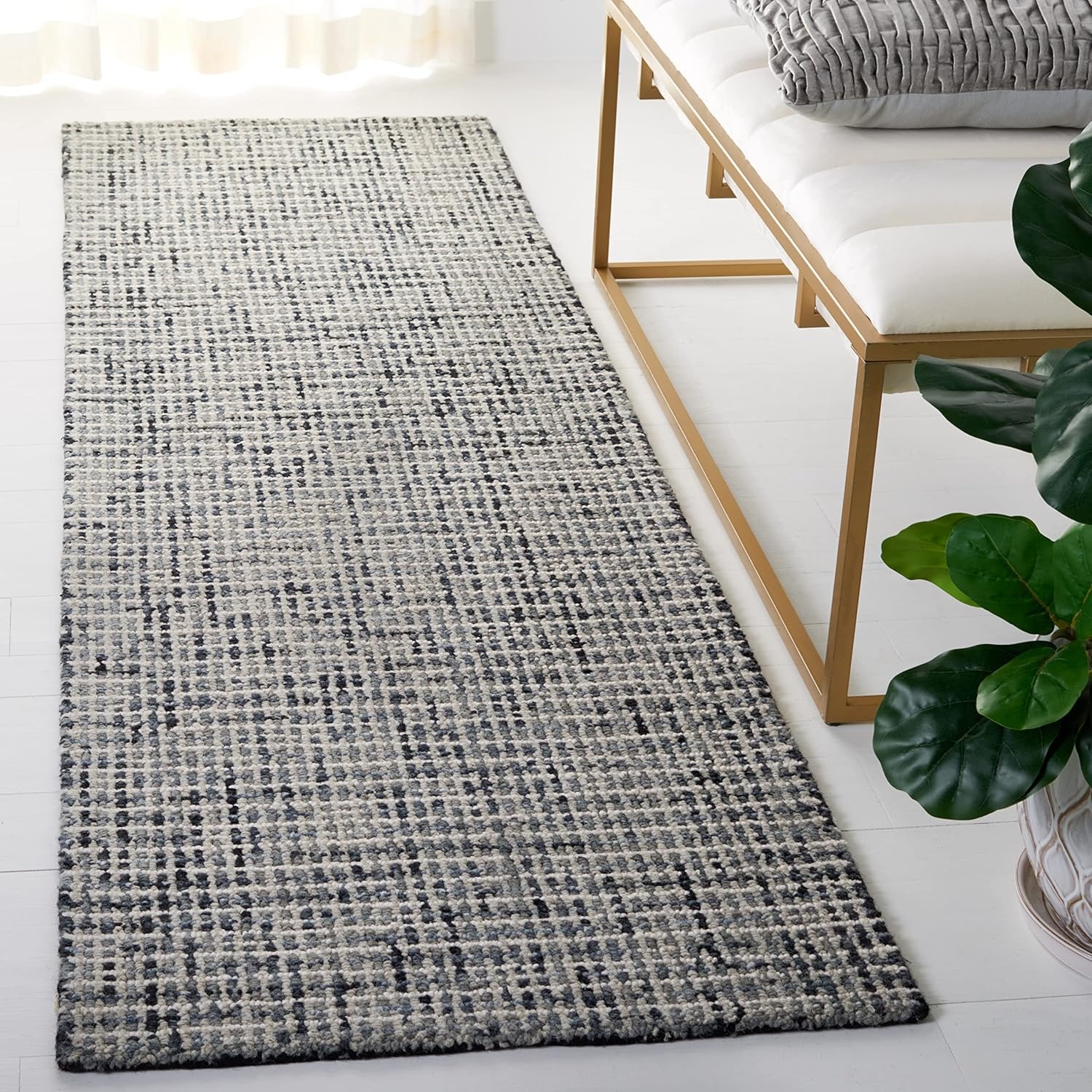 image:imageSAFAVIEH Area Rug 8x10 Abstract Collection Large Light Grey amp Ivory Handmade Wool Ideal for Living Room Bedroom Office Dining Space ABT468FDark GreyIvory