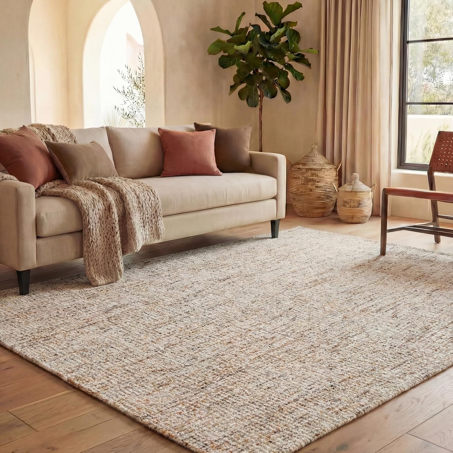 image:imageSAFAVIEH Area Rug 8x10 Abstract Collection Large Light Grey amp Ivory Handmade Wool Ideal for Living Room Bedroom Office Dining Space ABT468FGoldBlue