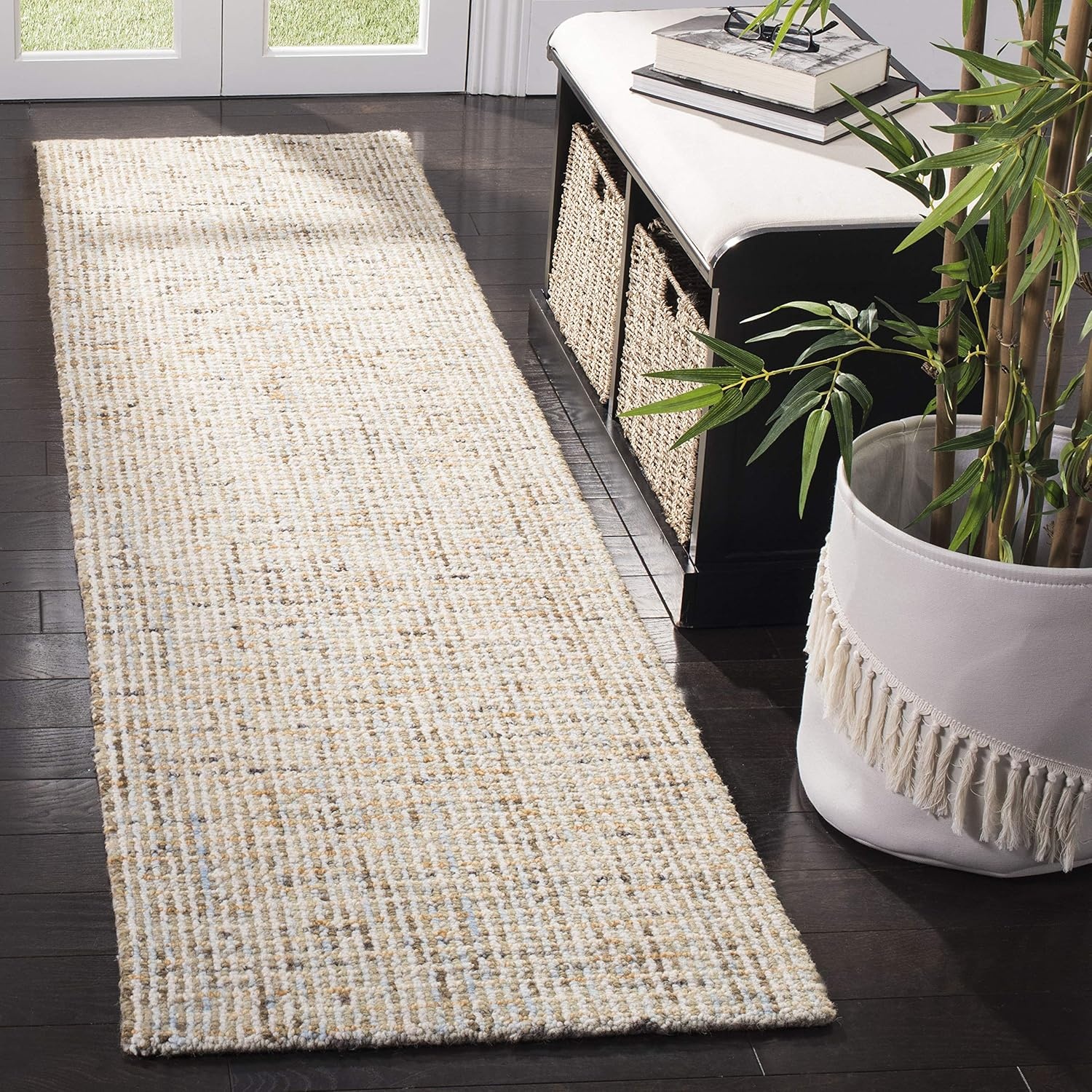 image:imageSAFAVIEH Area Rug 8x10 Abstract Collection Large Light Grey amp Ivory Handmade Wool Ideal for Living Room Bedroom Office Dining Space ABT468FGoldBlue