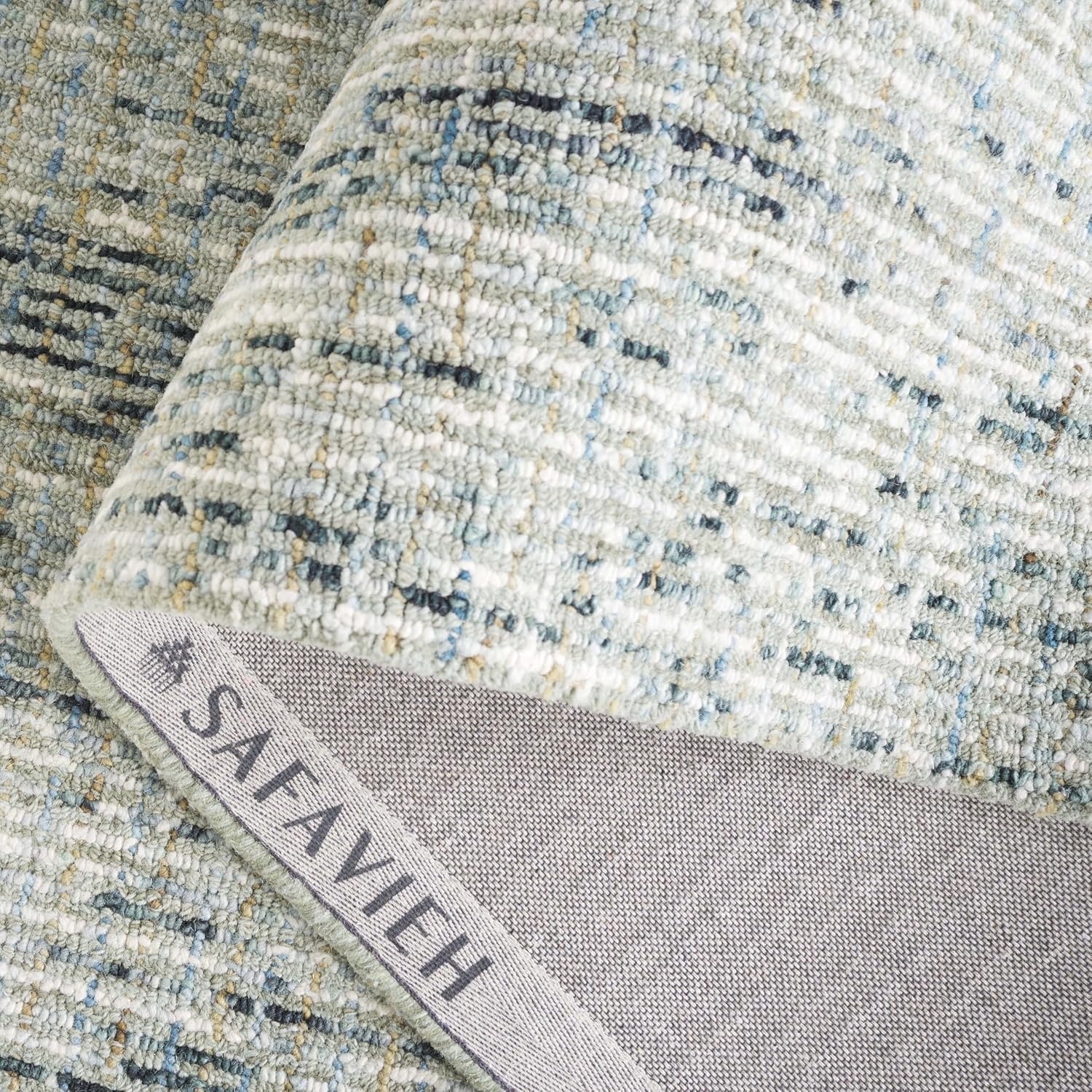 image:imageSAFAVIEH Area Rug 8x10 Abstract Collection Large Light Grey amp Ivory Handmade Wool Ideal for Living Room Bedroom Office Dining Space ABT468FGreenIvory