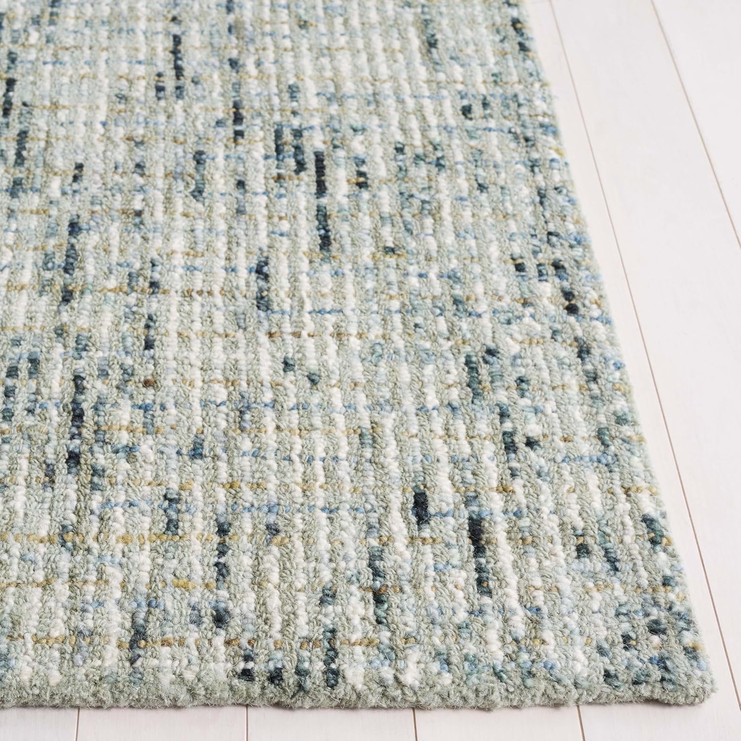 image:imageSAFAVIEH Area Rug 8x10 Abstract Collection Large Light Grey amp Ivory Handmade Wool Ideal for Living Room Bedroom Office Dining Space ABT468FGreenIvory