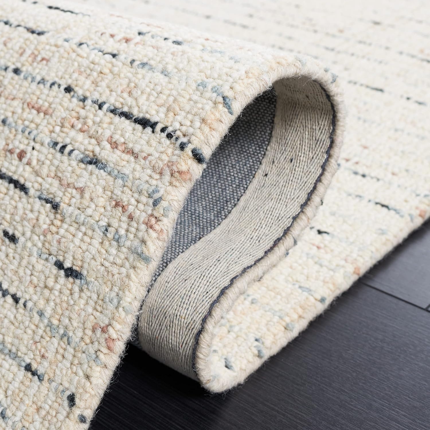 image:imageSAFAVIEH Area Rug 8x10 Abstract Collection Large Light Grey amp Ivory Handmade Wool Ideal for Living Room Bedroom Office Dining Space ABT468FIvoryBlue