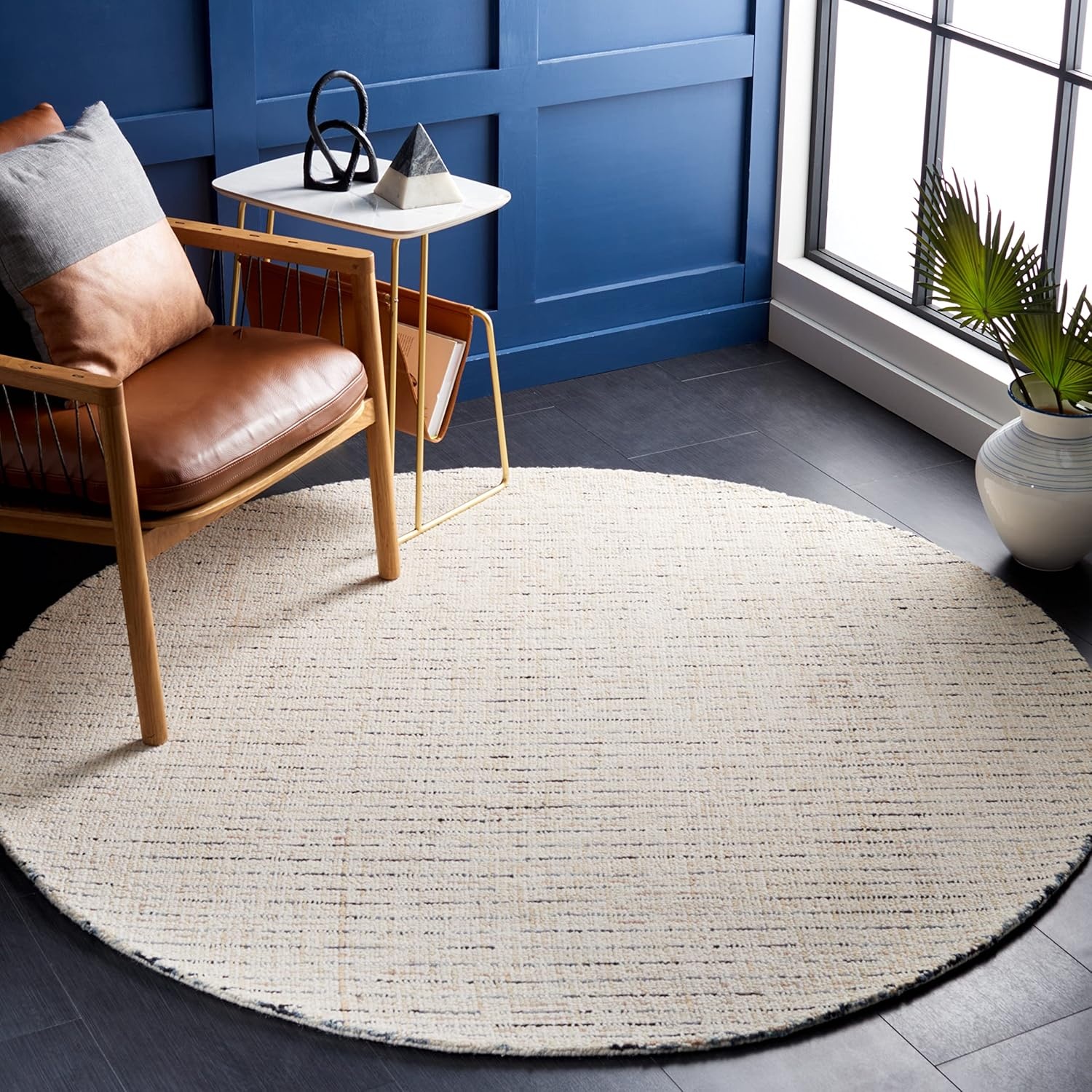 image:imageSAFAVIEH Area Rug 8x10 Abstract Collection Large Light Grey amp Ivory Handmade Wool Ideal for Living Room Bedroom Office Dining Space ABT468FIvoryBlue