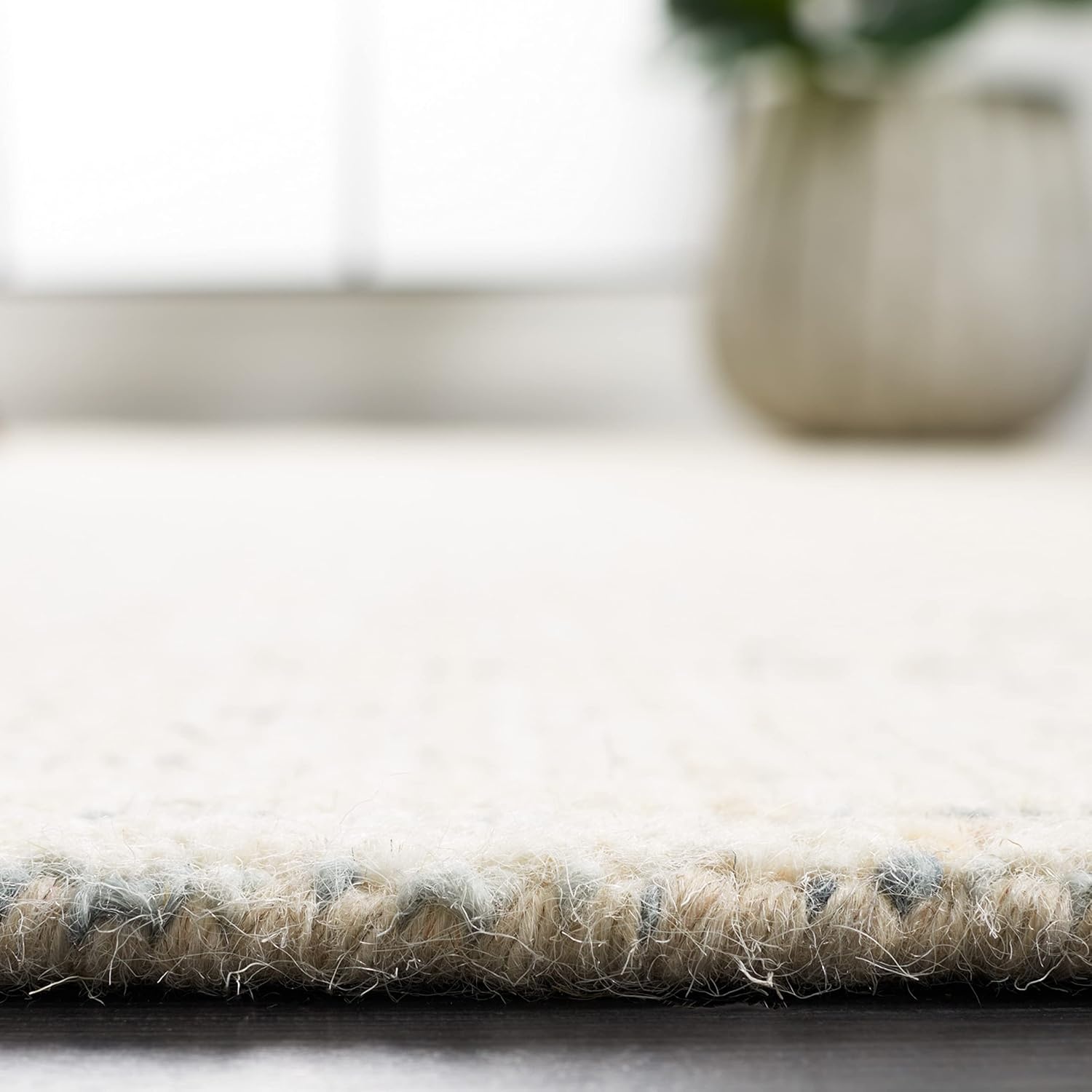 image:imageSAFAVIEH Area Rug 8x10 Abstract Collection Large Light Grey amp Ivory Handmade Wool Ideal for Living Room Bedroom Office Dining Space ABT468FIvoryBlue
