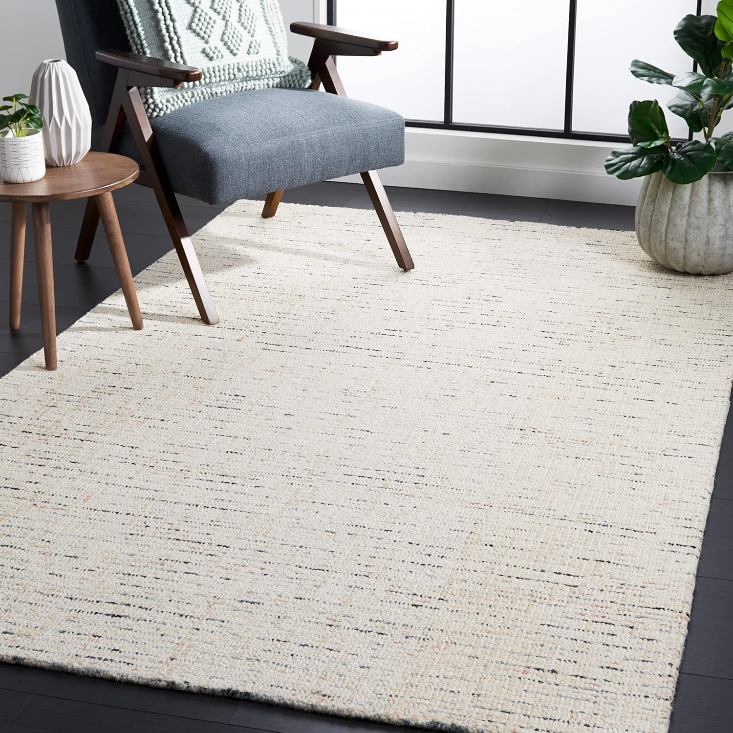 image:imageSAFAVIEH Area Rug 8x10 Abstract Collection Large Light Grey amp Ivory Handmade Wool Ideal for Living Room Bedroom Office Dining Space ABT468FIvoryBlue