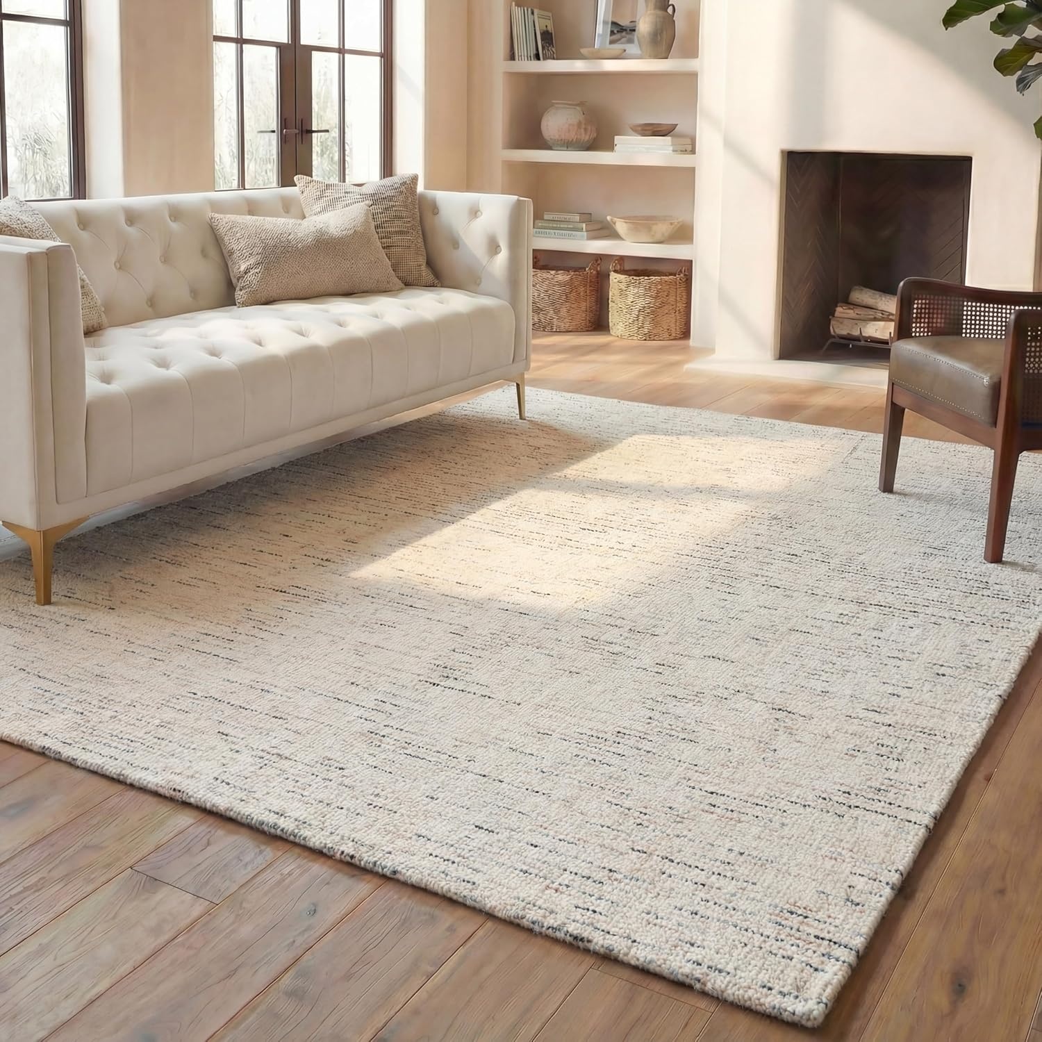 image:imageSAFAVIEH Area Rug 8x10 Abstract Collection Large Light Grey amp Ivory Handmade Wool Ideal for Living Room Bedroom Office Dining Space ABT468FIvoryBlue