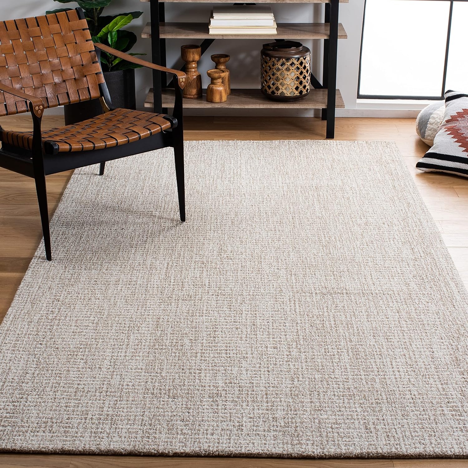 image:imageSAFAVIEH Area Rug 8x10 Abstract Collection Large Light Grey amp Ivory Handmade Wool Ideal for Living Room Bedroom Office Dining Space ABT468FIvoryGrey