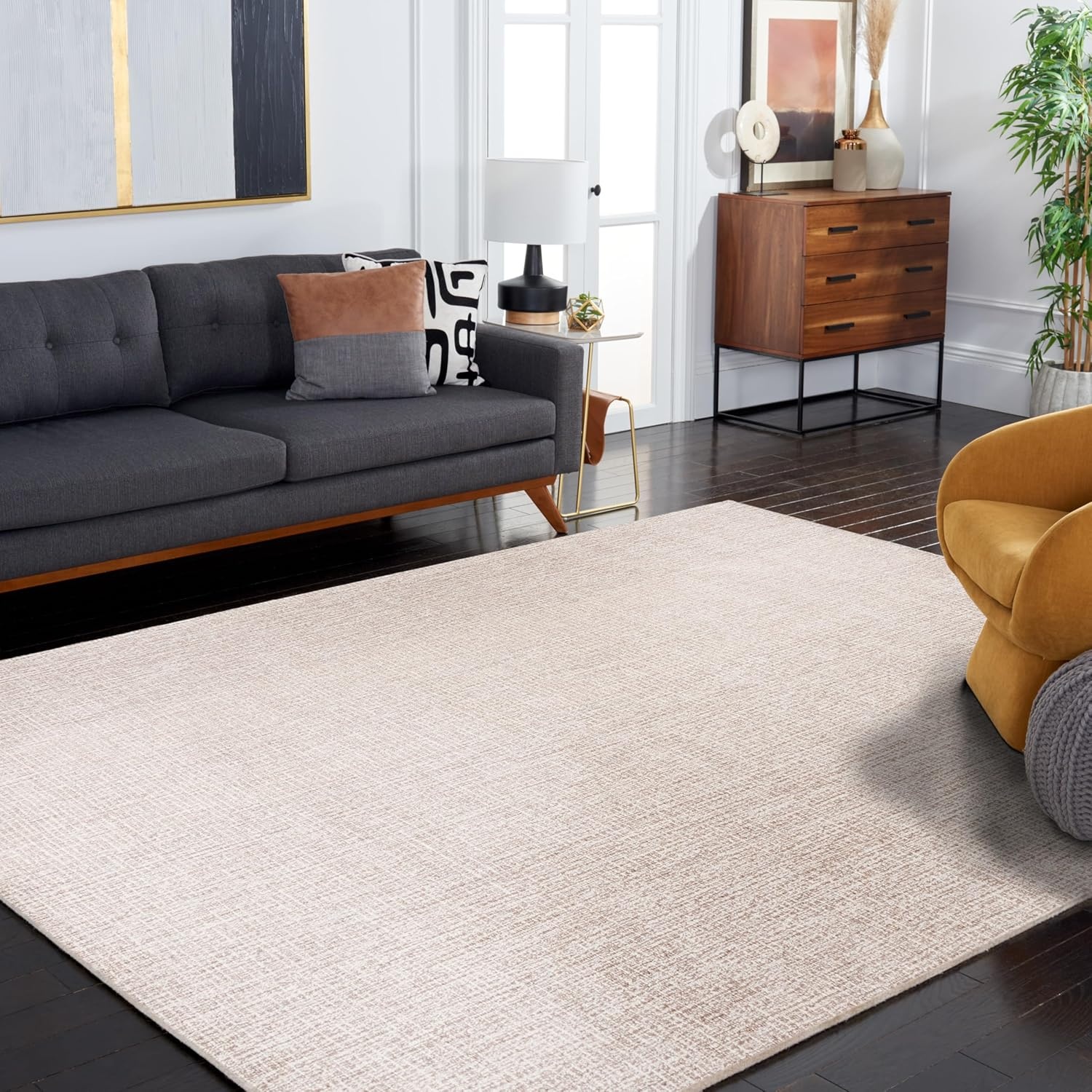 image:imageSAFAVIEH Area Rug 8x10 Abstract Collection Large Light Grey amp Ivory Handmade Wool Ideal for Living Room Bedroom Office Dining Space ABT468FIvoryGrey