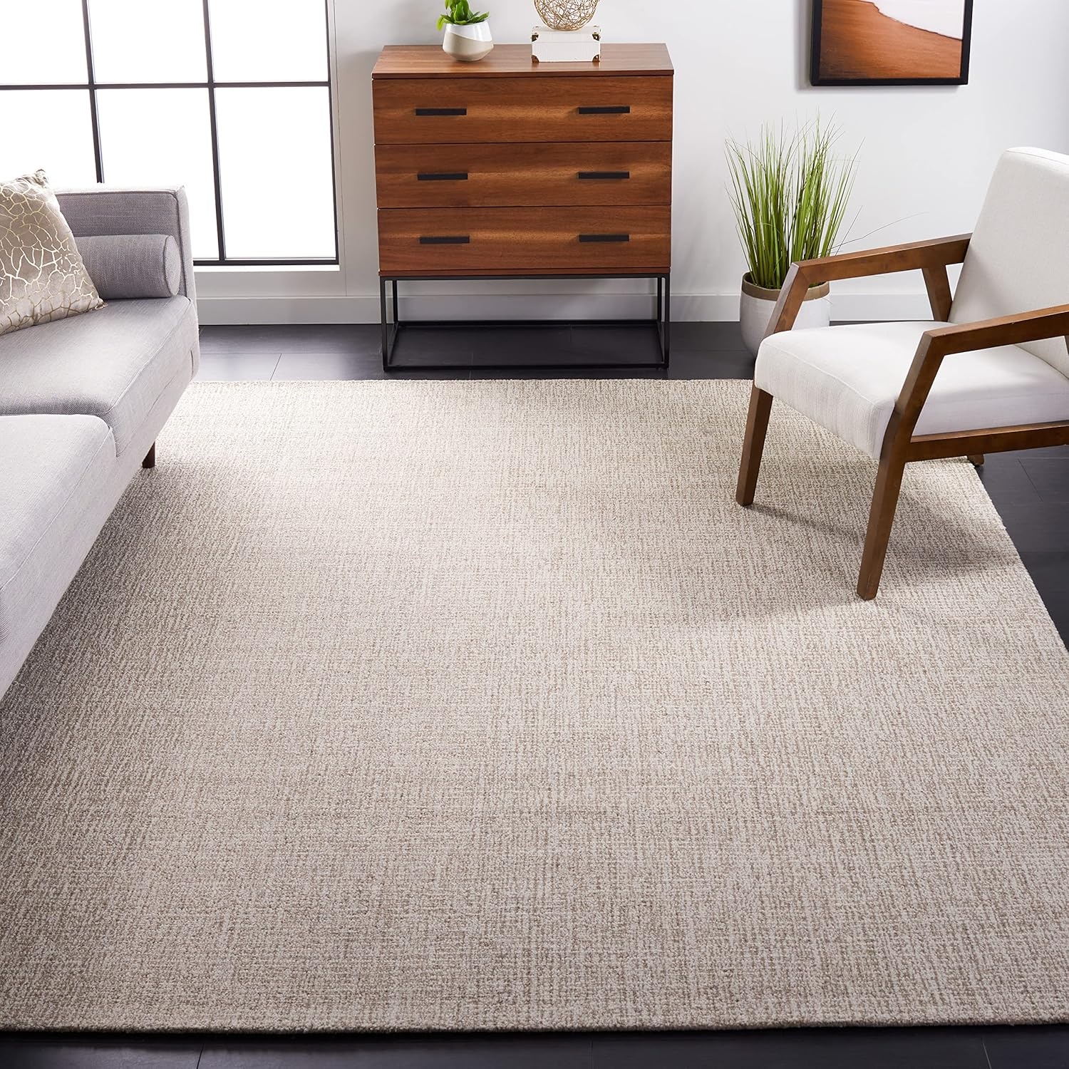 image:imageSAFAVIEH Area Rug 8x10 Abstract Collection Large Light Grey amp Ivory Handmade Wool Ideal for Living Room Bedroom Office Dining Space ABT468FIvoryGrey