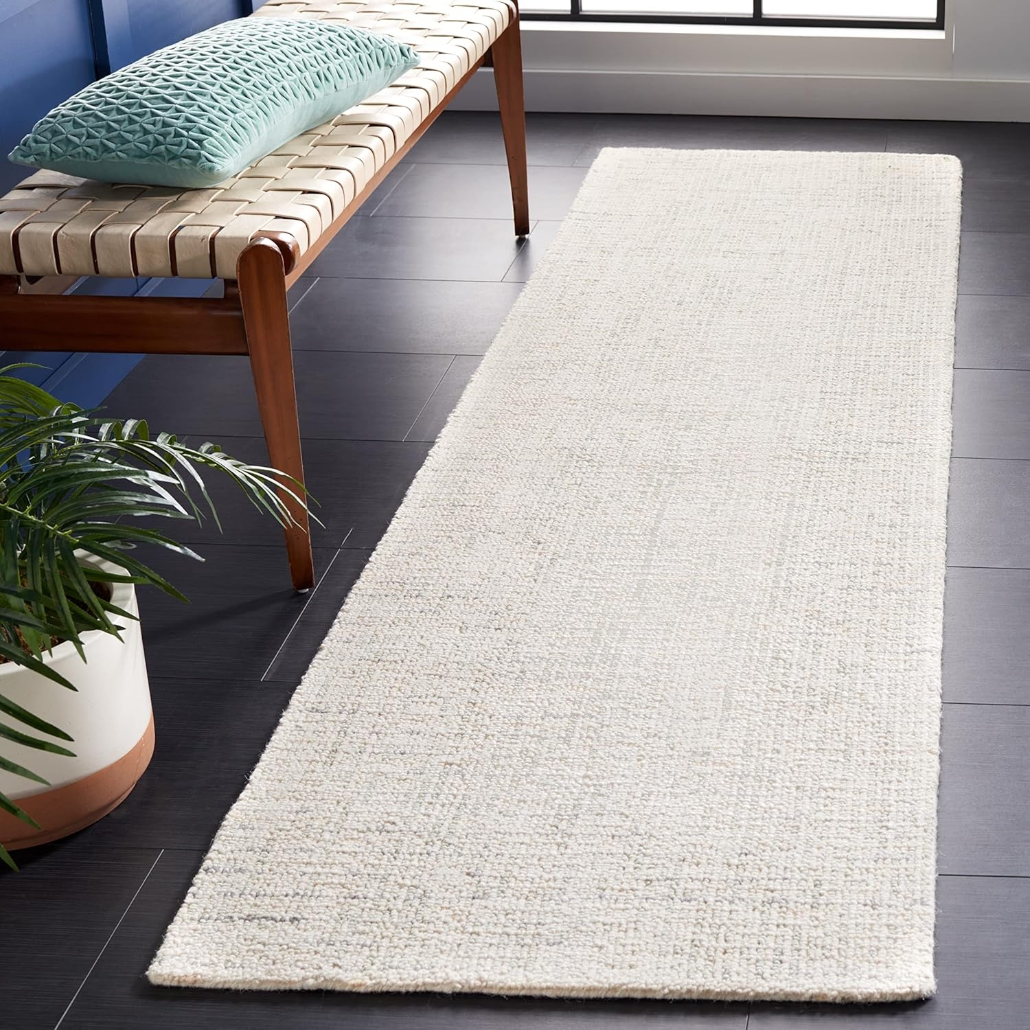 image:imageSAFAVIEH Area Rug 8x10 Abstract Collection Large Light Grey amp Ivory Handmade Wool Ideal for Living Room Bedroom Office Dining Space ABT468FIvoryLight Grey