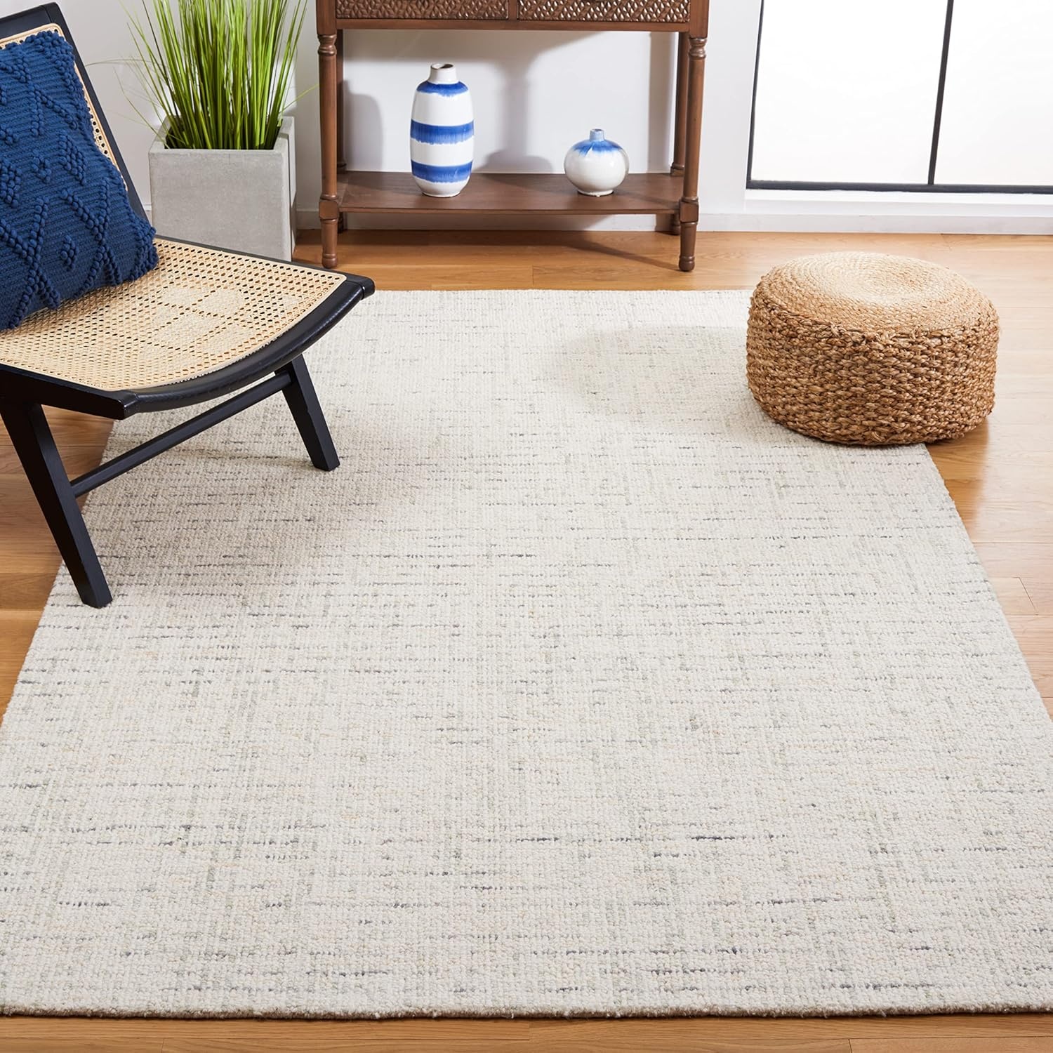 image:imageSAFAVIEH Area Rug 8x10 Abstract Collection Large Light Grey amp Ivory Handmade Wool Ideal for Living Room Bedroom Office Dining Space ABT468FIvoryLight Grey