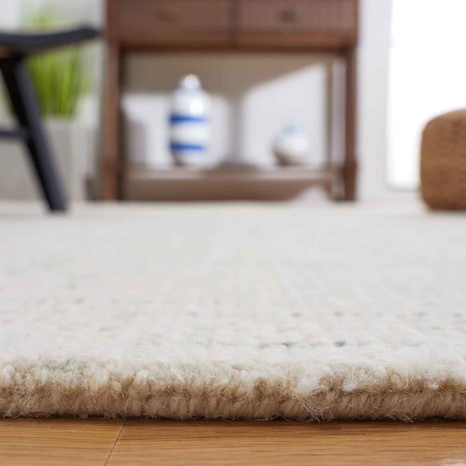 image:imageSAFAVIEH Area Rug 8x10 Abstract Collection Large Light Grey amp Ivory Handmade Wool Ideal for Living Room Bedroom Office Dining Space ABT468FIvoryLight Grey