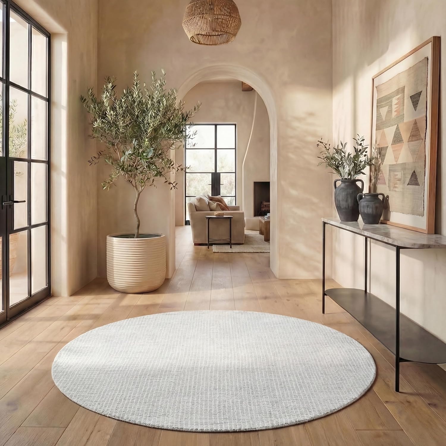 image:imageSAFAVIEH Area Rug 8x10 Abstract Collection Large Light Grey amp Ivory Handmade Wool Ideal for Living Room Bedroom Office Dining Space ABT468FLight GreyIvory