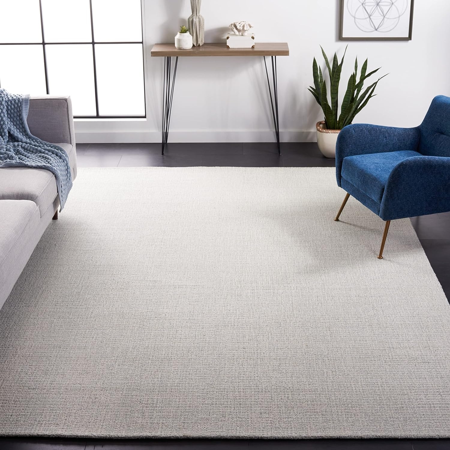 image:imageSAFAVIEH Area Rug 8x10 Abstract Collection Large Light Grey amp Ivory Handmade Wool Ideal for Living Room Bedroom Office Dining Space ABT468FLight GreyIvory