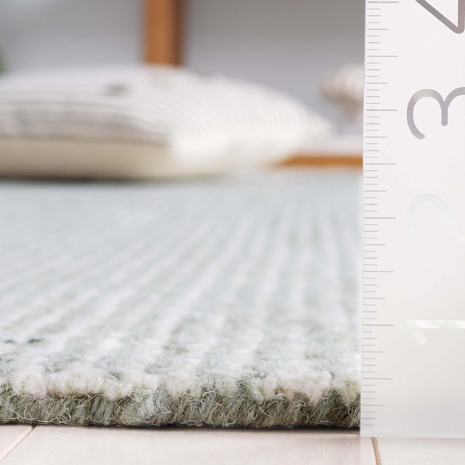 image:imageSAFAVIEH Area Rug 8x10 Abstract Collection Large Light Grey amp Ivory Handmade Wool Ideal for Living Room Bedroom Office Dining Space ABT468FSageIvory