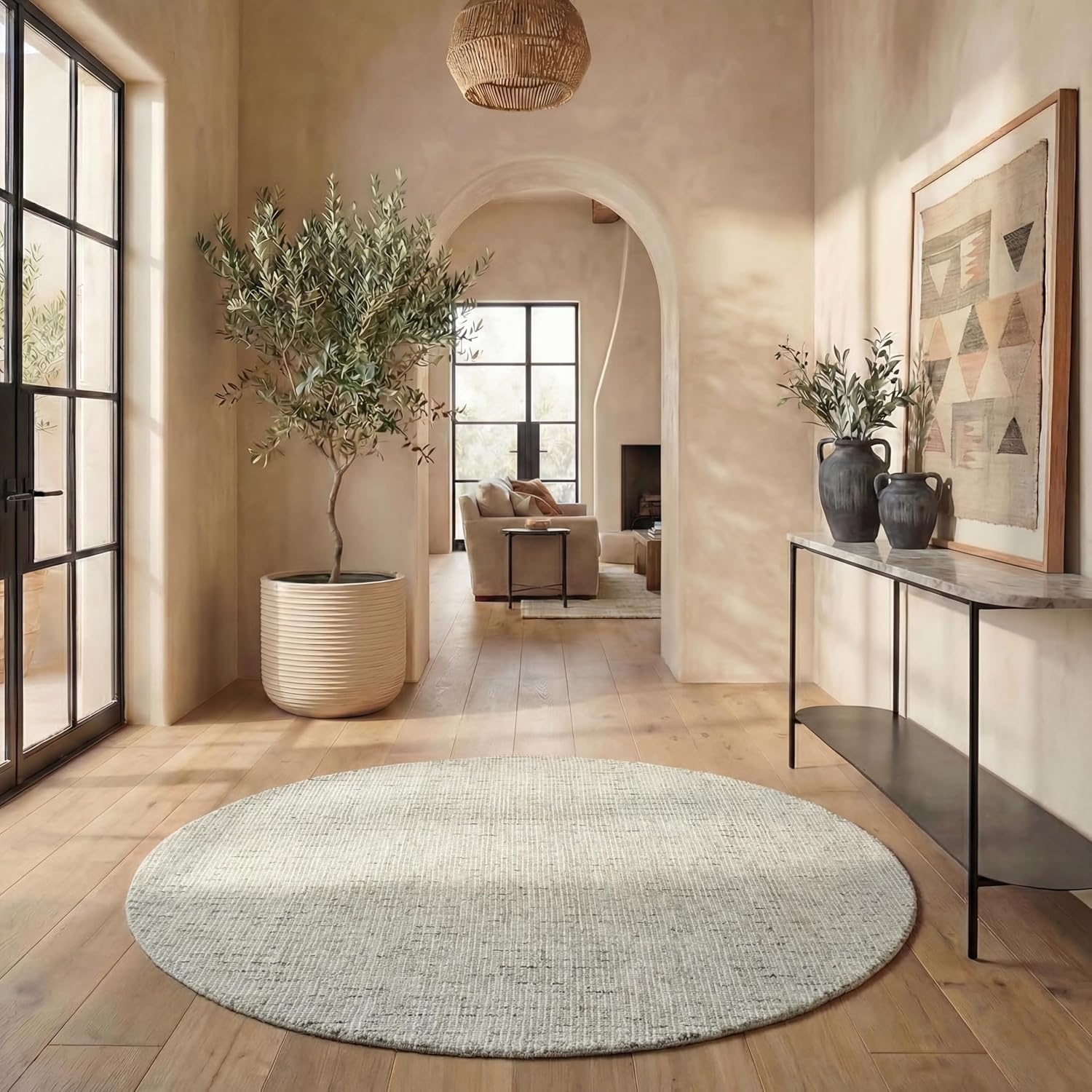 image:imageSAFAVIEH Area Rug 8x10 Abstract Collection Large Light Grey amp Ivory Handmade Wool Ideal for Living Room Bedroom Office Dining Space ABT468FSageIvory