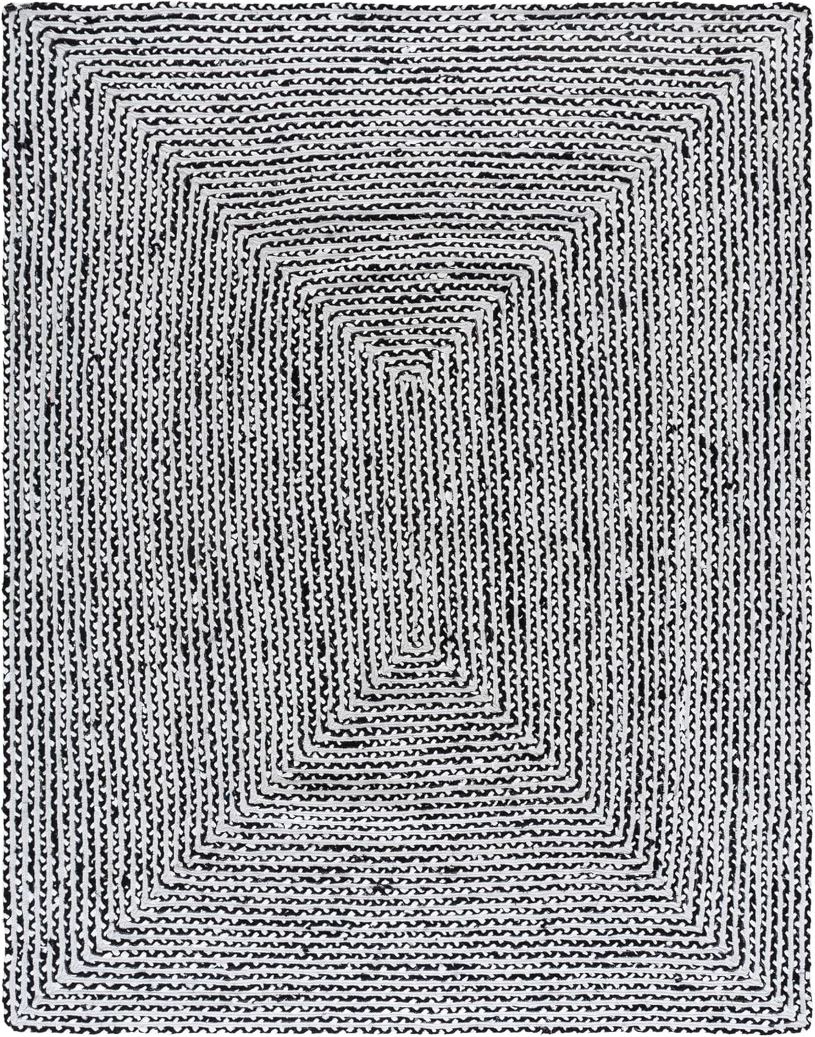 image:imageSAFAVIEH Area Rug 8x10 Braided Collection Large Blue amp Ivory Handmade Cotton Ideal for Living Room Bedroom Office Dining Space BRD260MBlackIvory