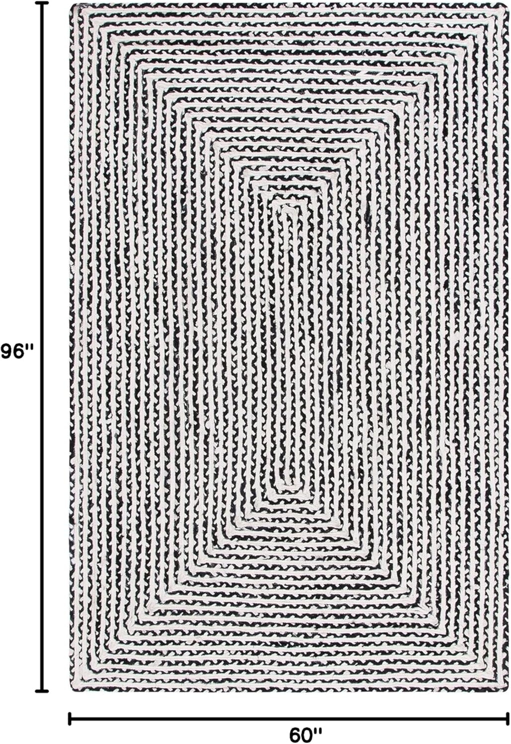 image:imageSAFAVIEH Area Rug 8x10 Braided Collection Large Blue amp Ivory Handmade Cotton Ideal for Living Room Bedroom Office Dining Space BRD260MBlackIvory
