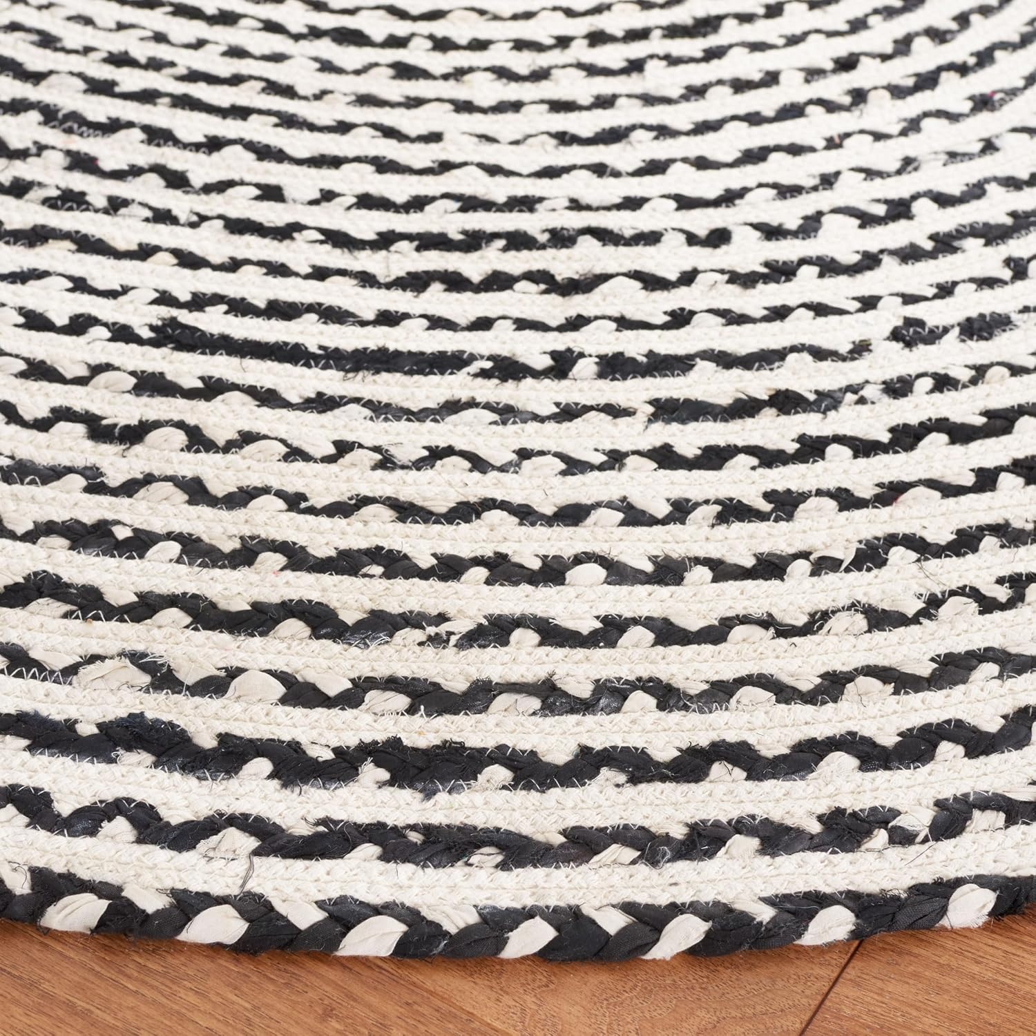 image:imageSAFAVIEH Area Rug 8x10 Braided Collection Large Blue amp Ivory Handmade Cotton Ideal for Living Room Bedroom Office Dining Space BRD260MBlackIvory