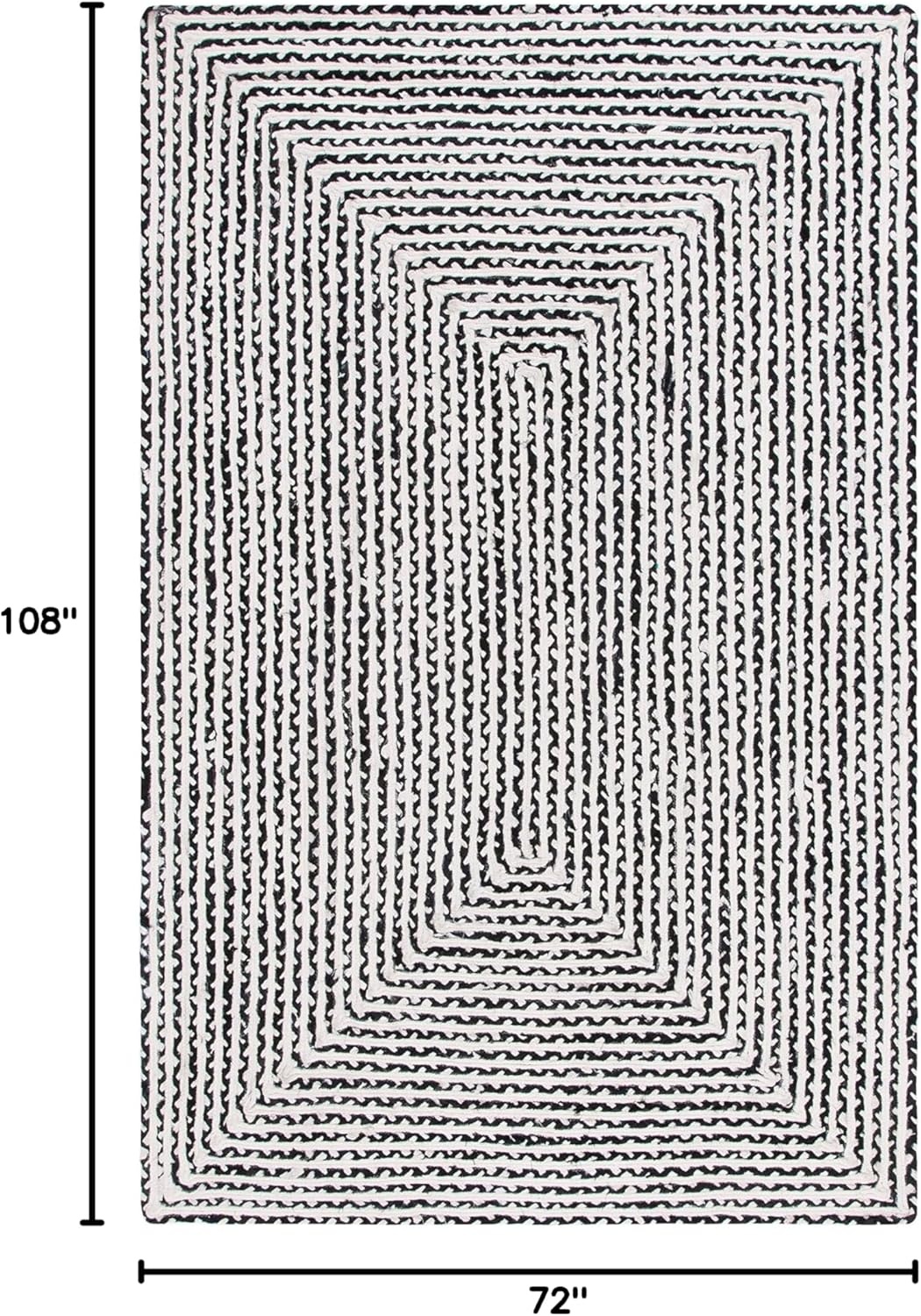 image:imageSAFAVIEH Area Rug 8x10 Braided Collection Large Blue amp Ivory Handmade Cotton Ideal for Living Room Bedroom Office Dining Space BRD260MBlackIvory