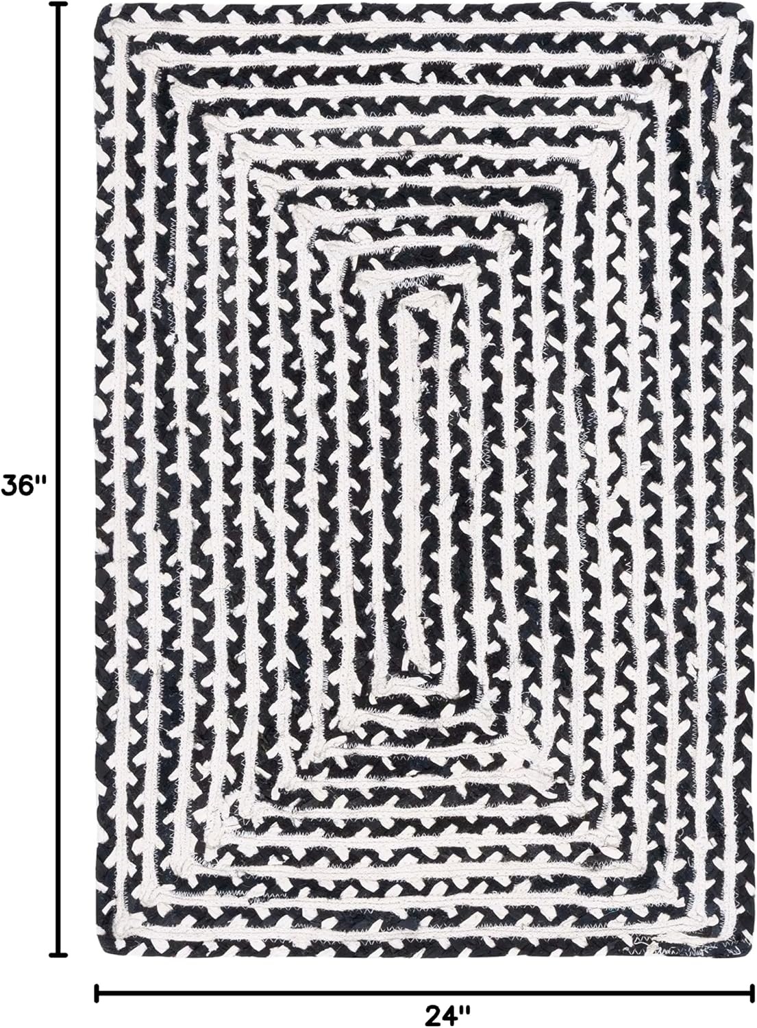 image:imageSAFAVIEH Area Rug 8x10 Braided Collection Large Blue amp Ivory Handmade Cotton Ideal for Living Room Bedroom Office Dining Space BRD260MBlackIvory