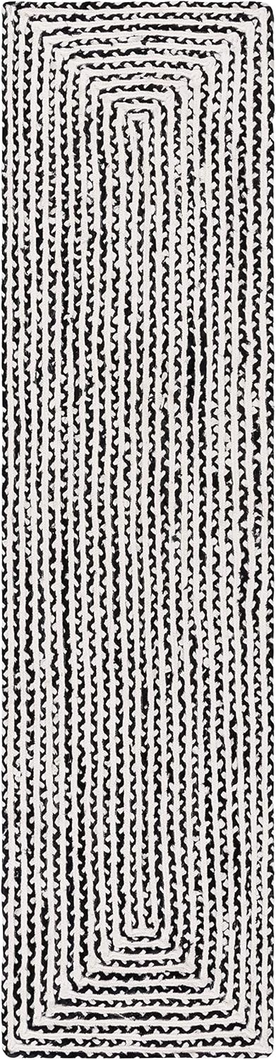 image:imageSAFAVIEH Area Rug 8x10 Braided Collection Large Blue amp Ivory Handmade Cotton Ideal for Living Room Bedroom Office Dining Space BRD260MBlackIvory