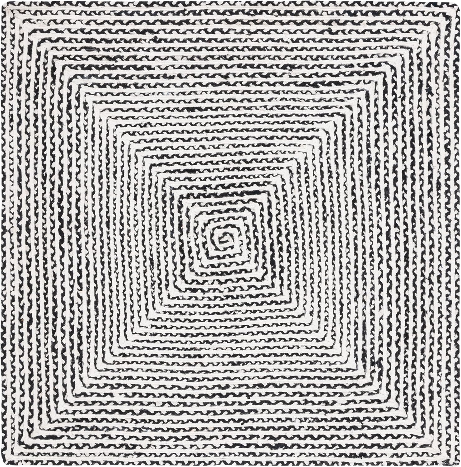 image:imageSAFAVIEH Area Rug 8x10 Braided Collection Large Blue amp Ivory Handmade Cotton Ideal for Living Room Bedroom Office Dining Space BRD260MBlackIvory