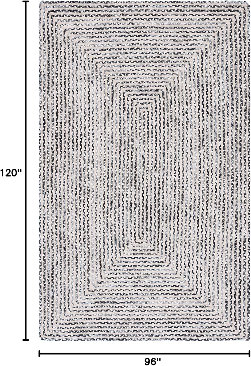 image:imageSAFAVIEH Area Rug 8x10 Braided Collection Large Blue amp Ivory Handmade Cotton Ideal for Living Room Bedroom Office Dining Space BRD260MBlackNavy