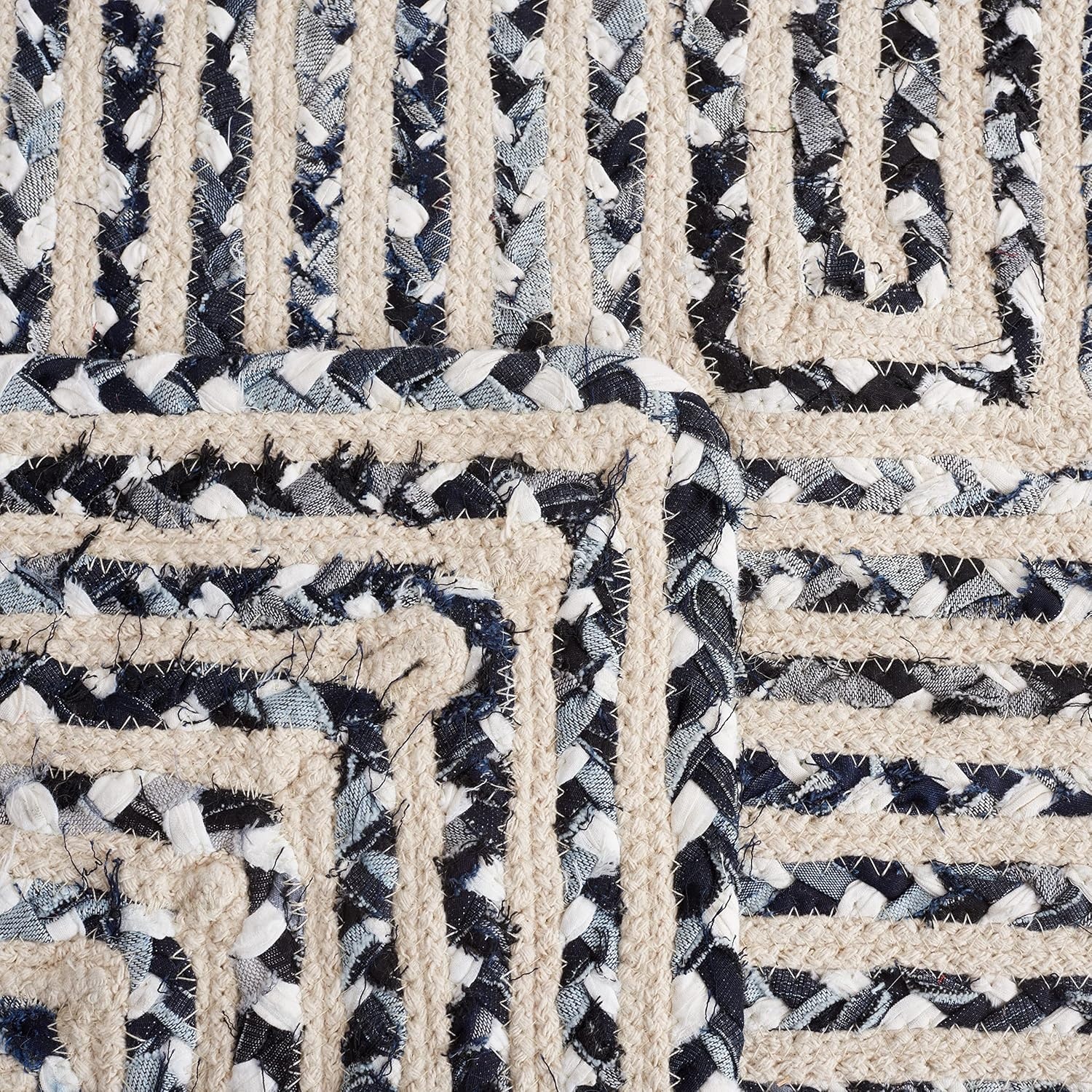 image:imageSAFAVIEH Area Rug 8x10 Braided Collection Large Blue amp Ivory Handmade Cotton Ideal for Living Room Bedroom Office Dining Space BRD260MBlackNavy
