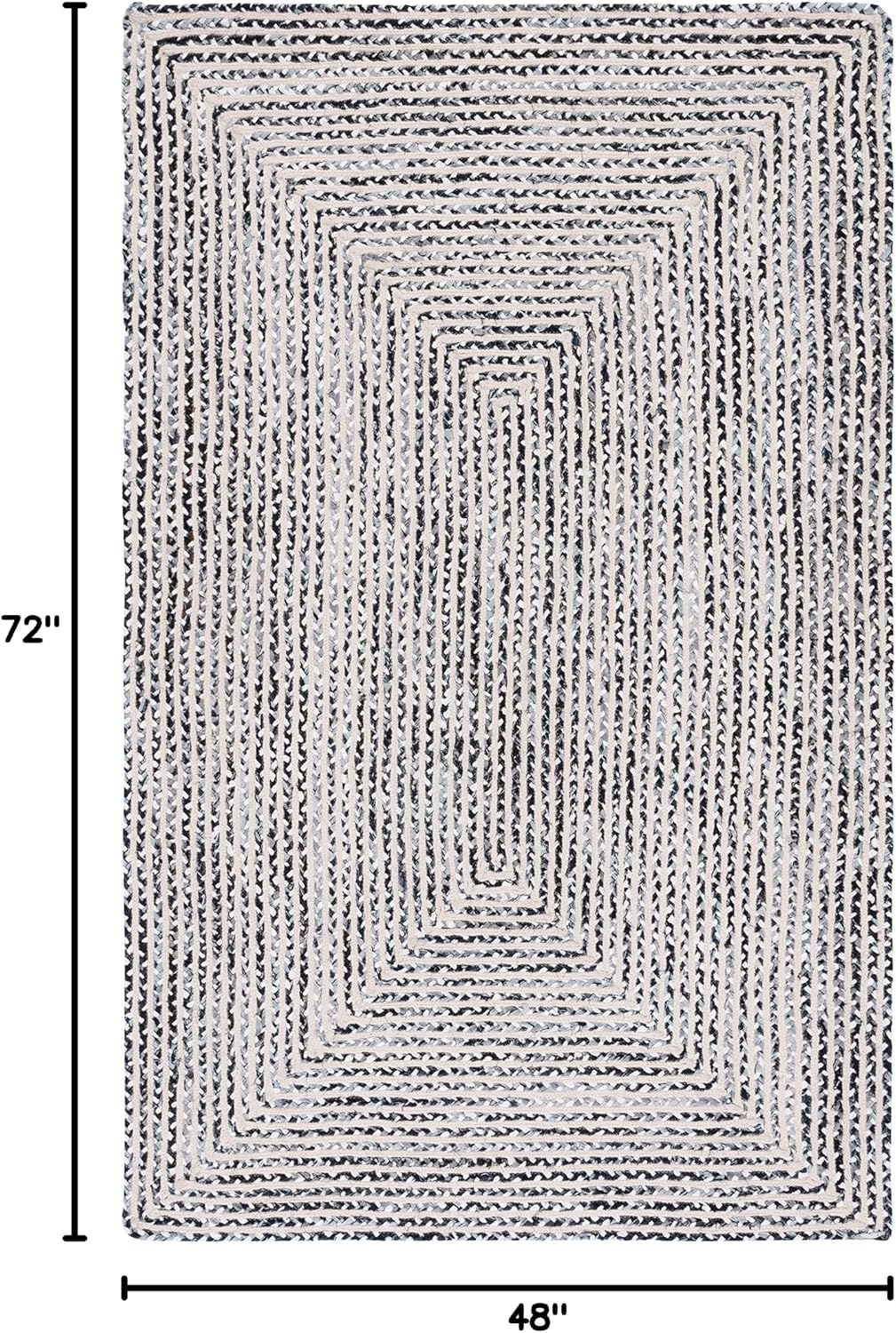 image:imageSAFAVIEH Area Rug 8x10 Braided Collection Large Blue amp Ivory Handmade Cotton Ideal for Living Room Bedroom Office Dining Space BRD260MBlackNavy