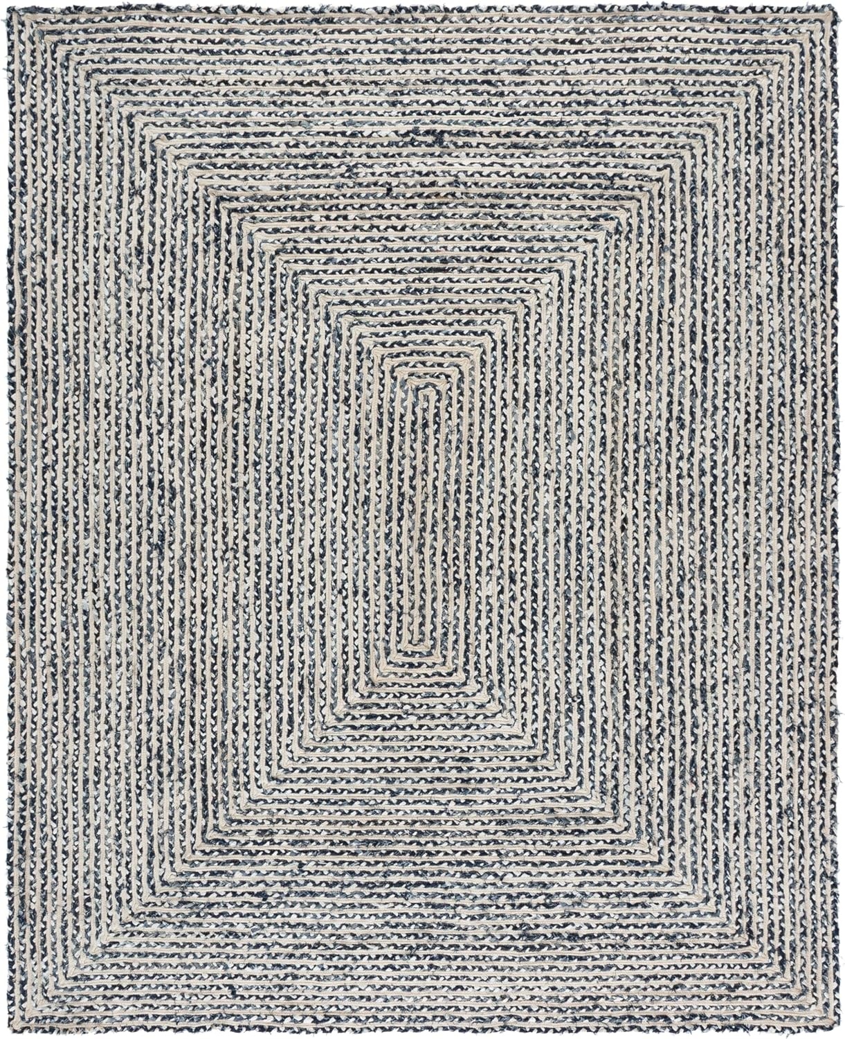 image:imageSAFAVIEH Area Rug 8x10 Braided Collection Large Blue amp Ivory Handmade Cotton Ideal for Living Room Bedroom Office Dining Space BRD260MBlackNavy