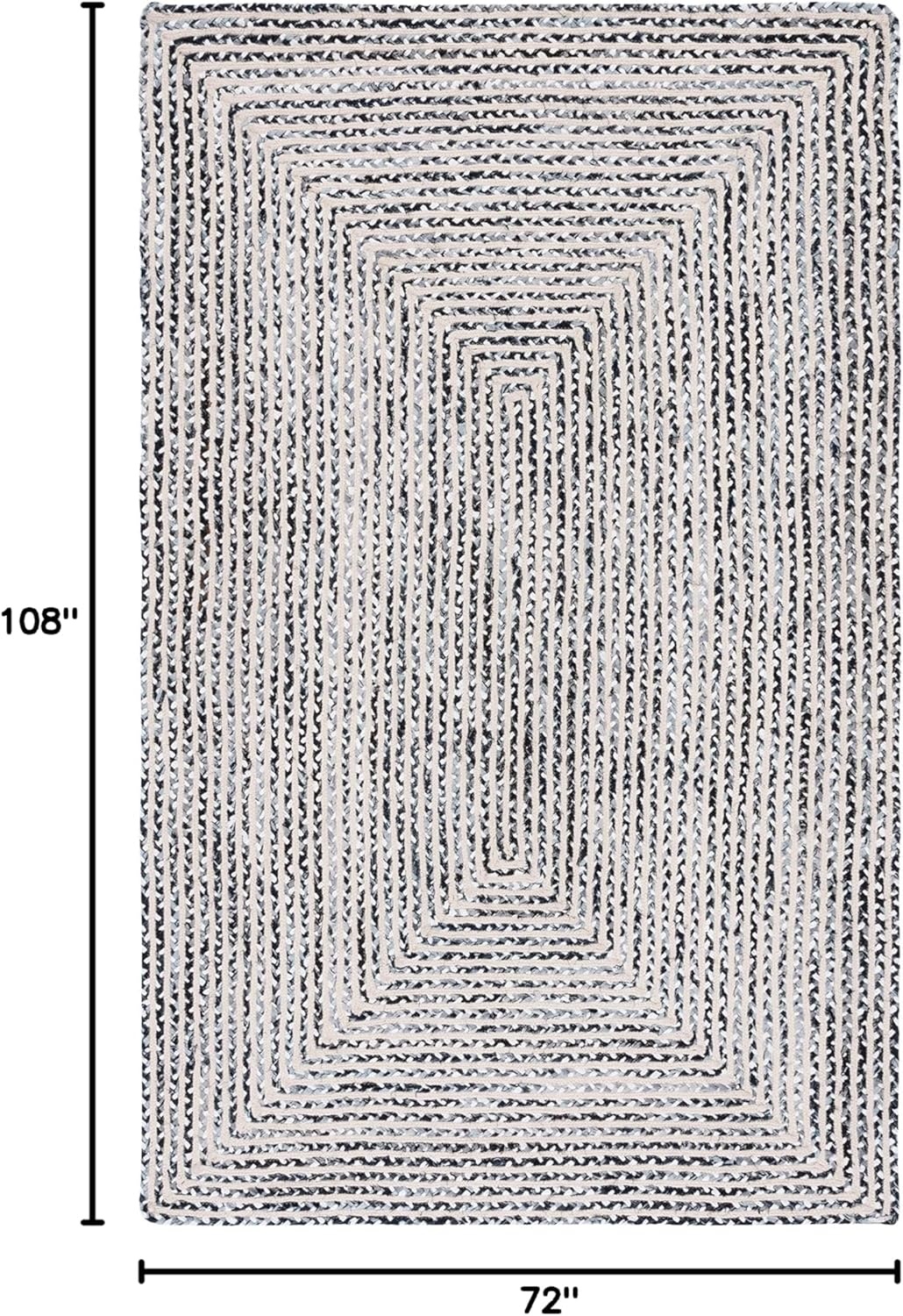 image:imageSAFAVIEH Area Rug 8x10 Braided Collection Large Blue amp Ivory Handmade Cotton Ideal for Living Room Bedroom Office Dining Space BRD260MBlackNavy