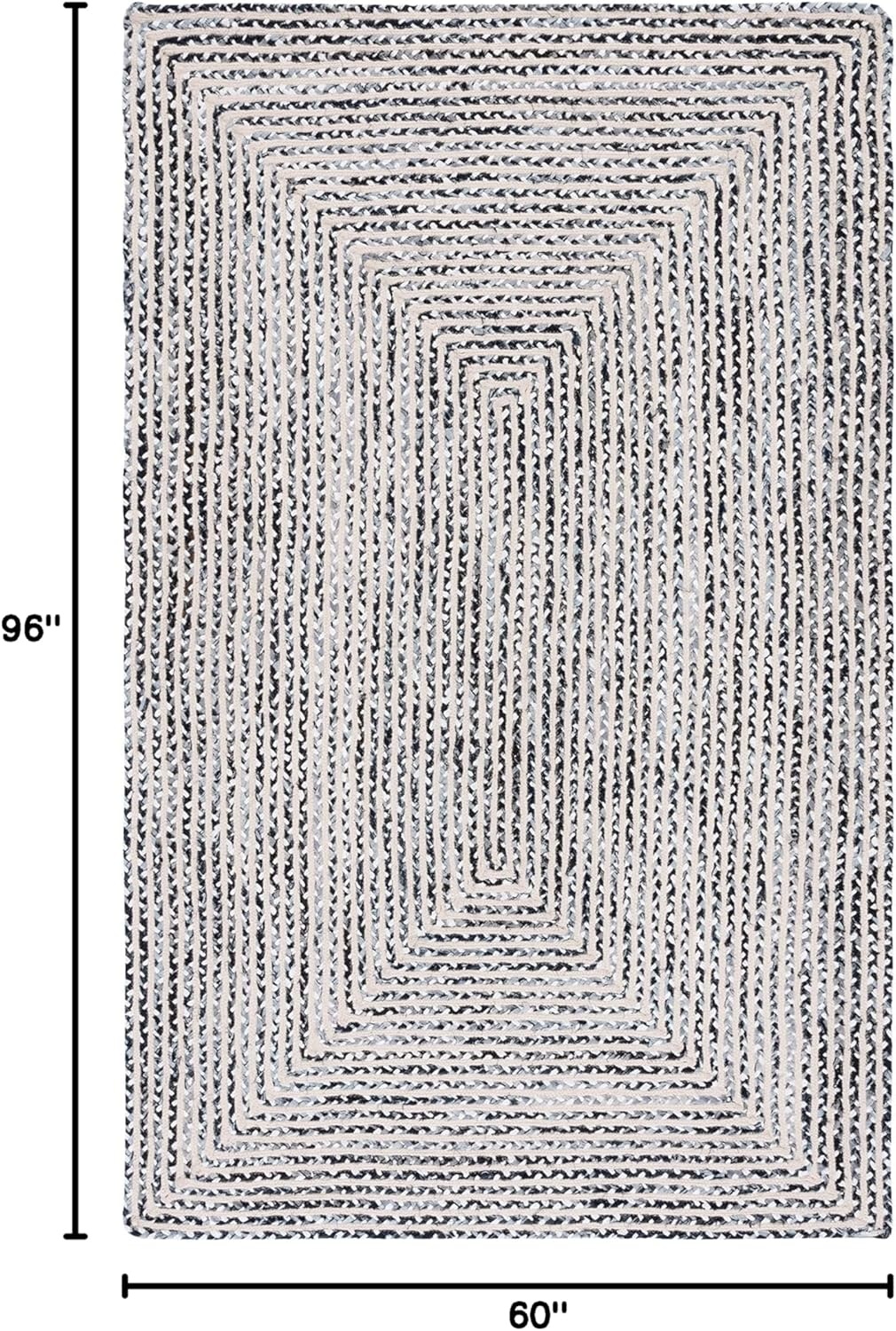 image:imageSAFAVIEH Area Rug 8x10 Braided Collection Large Blue amp Ivory Handmade Cotton Ideal for Living Room Bedroom Office Dining Space BRD260MBlackNavy