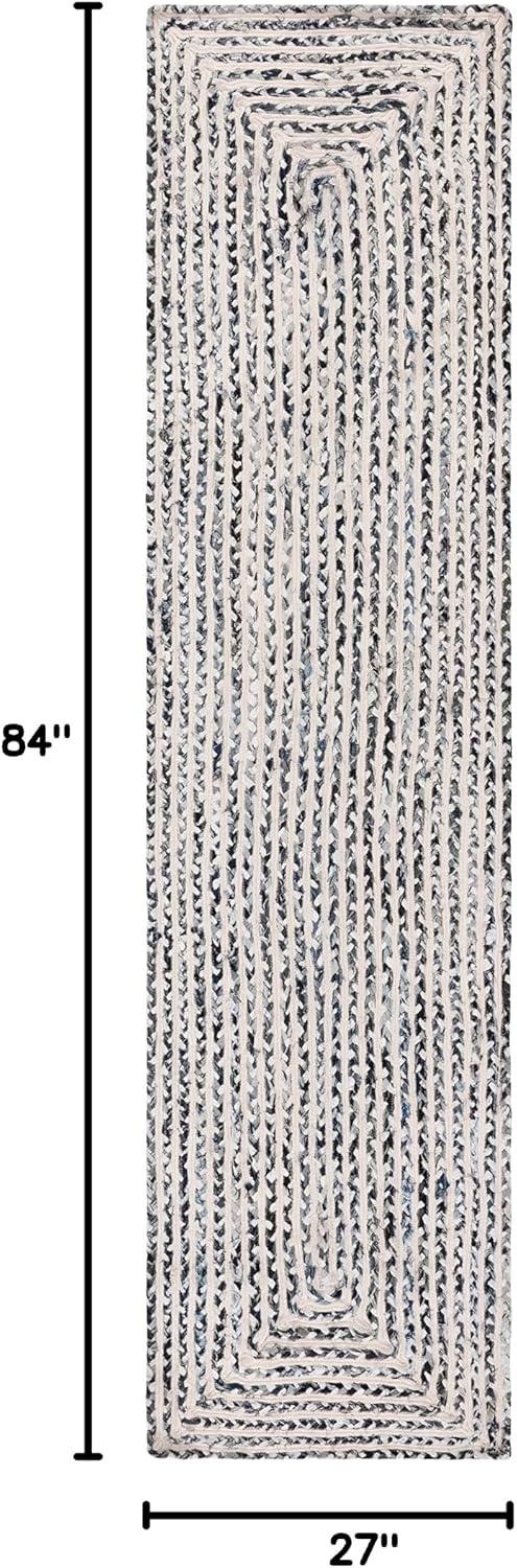 image:imageSAFAVIEH Area Rug 8x10 Braided Collection Large Blue amp Ivory Handmade Cotton Ideal for Living Room Bedroom Office Dining Space BRD260MBlackNavy