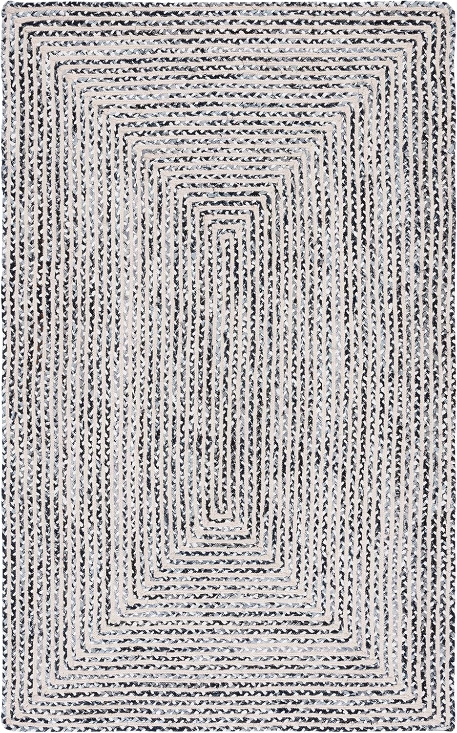 image:imageSAFAVIEH Area Rug 8x10 Braided Collection Large Blue amp Ivory Handmade Cotton Ideal for Living Room Bedroom Office Dining Space BRD260MBlackNavy