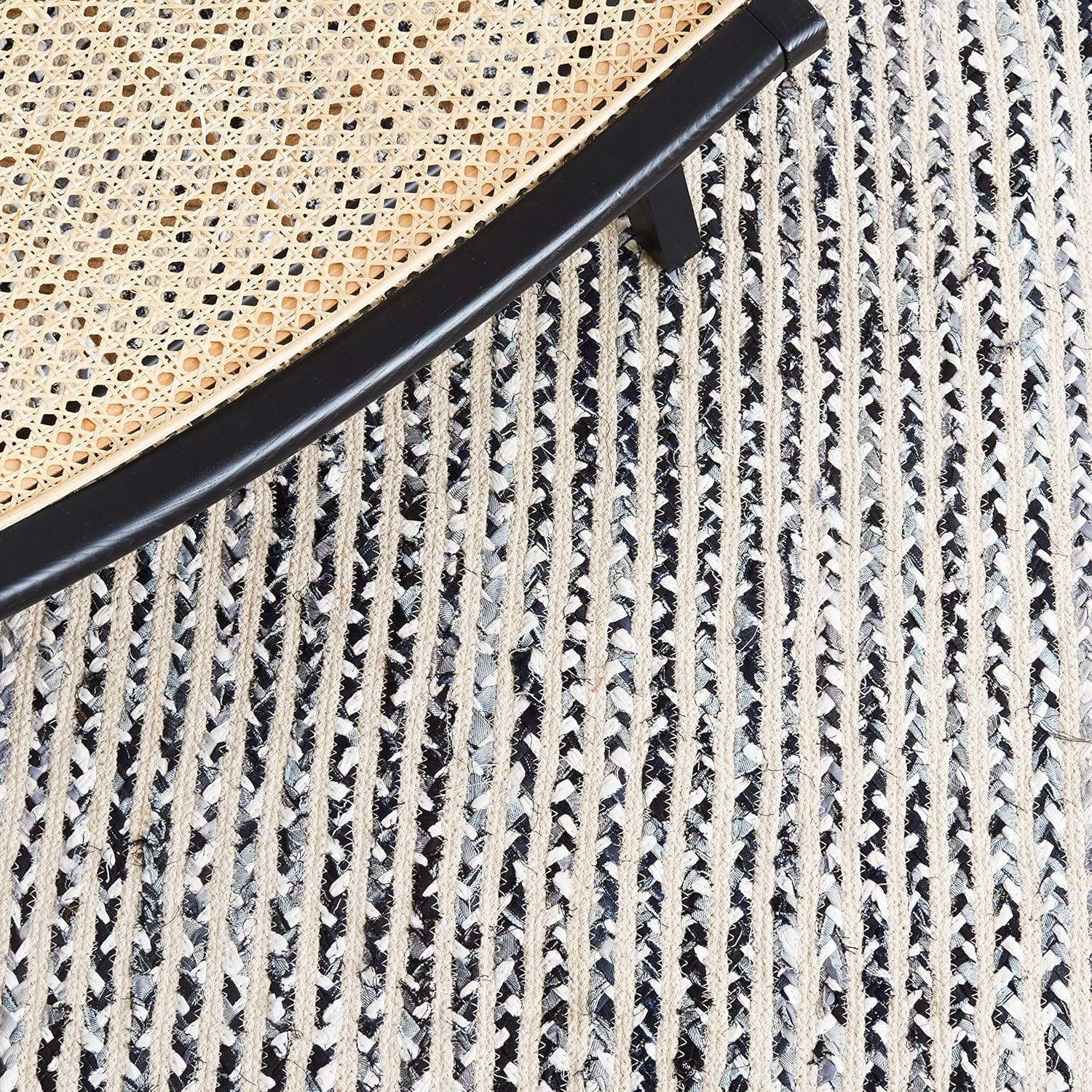 image:imageSAFAVIEH Area Rug 8x10 Braided Collection Large Blue amp Ivory Handmade Cotton Ideal for Living Room Bedroom Office Dining Space BRD260MBlackNavy