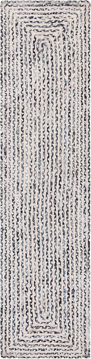 image:imageSAFAVIEH Area Rug 8x10 Braided Collection Large Blue amp Ivory Handmade Cotton Ideal for Living Room Bedroom Office Dining Space BRD260MBlackNavy