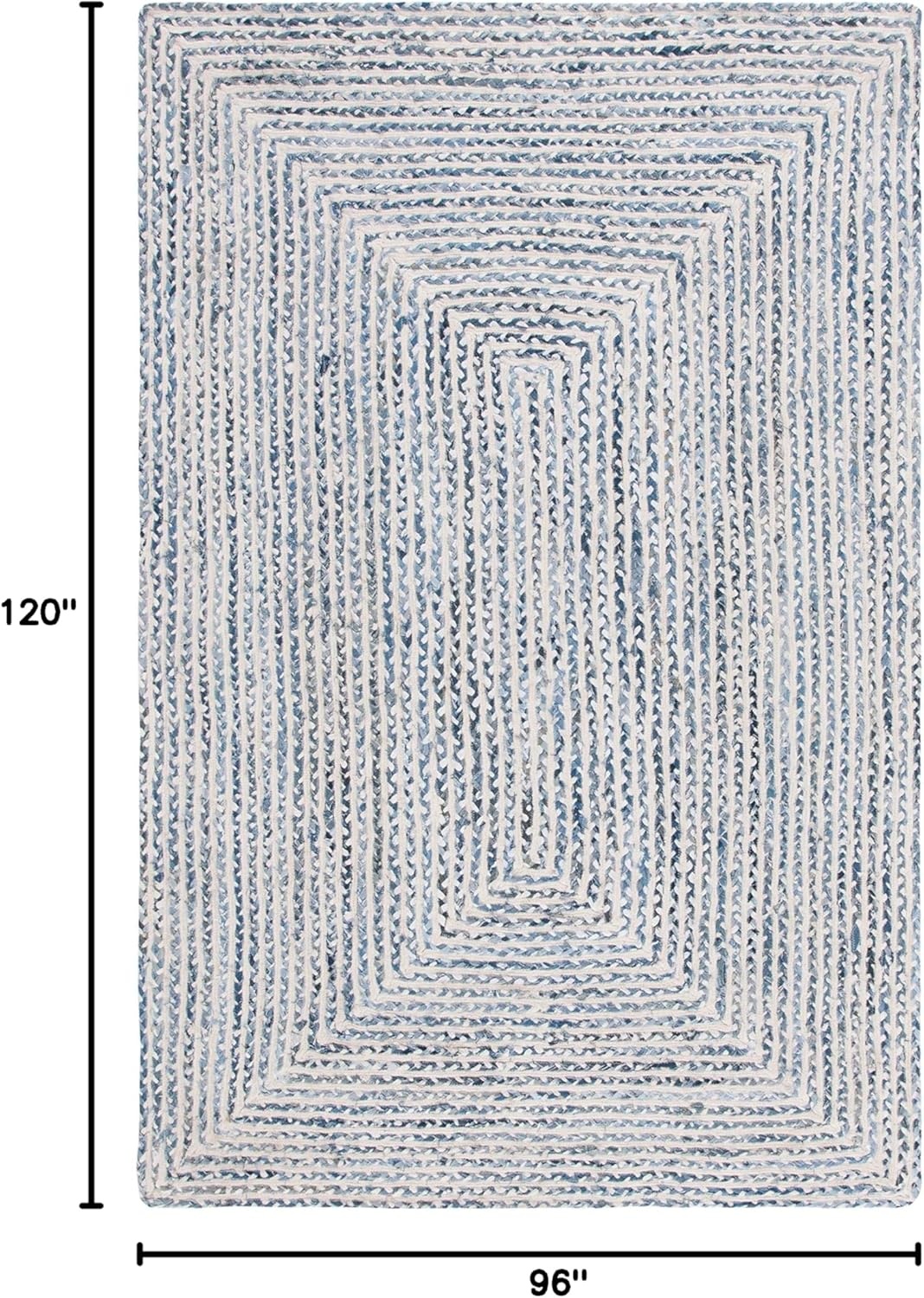 image:imageSAFAVIEH Area Rug 8x10 Braided Collection Large Blue amp Ivory Handmade Cotton Ideal for Living Room Bedroom Office Dining Space BRD260MBlueIvory