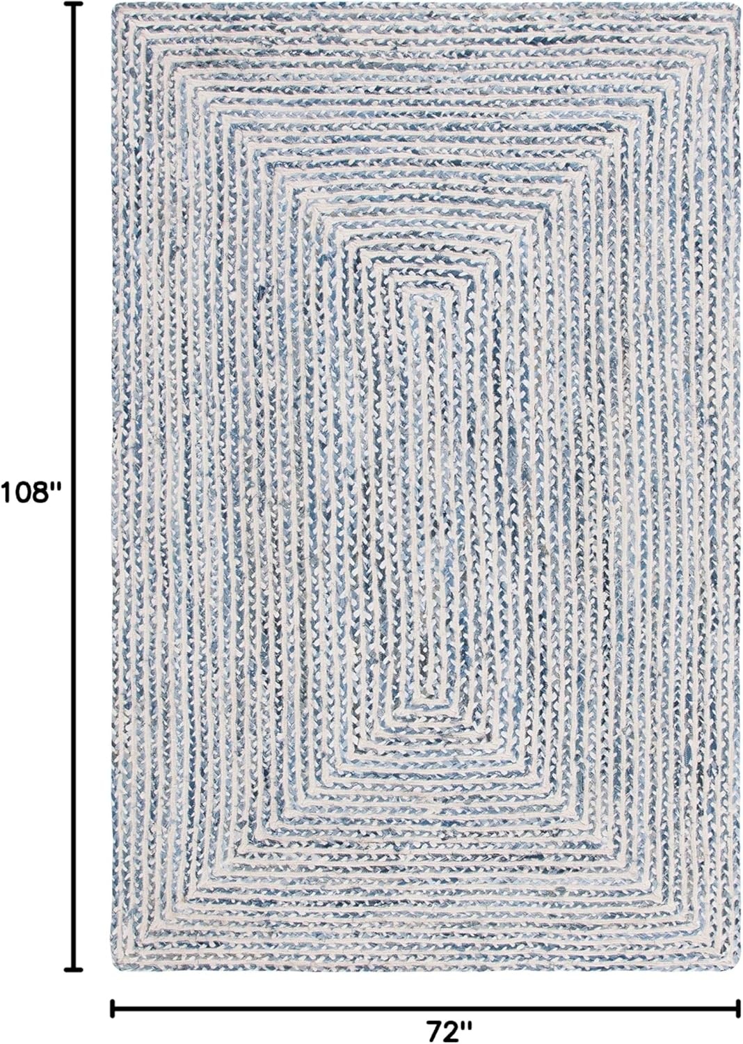 image:imageSAFAVIEH Area Rug 8x10 Braided Collection Large Blue amp Ivory Handmade Cotton Ideal for Living Room Bedroom Office Dining Space BRD260MBlueIvory