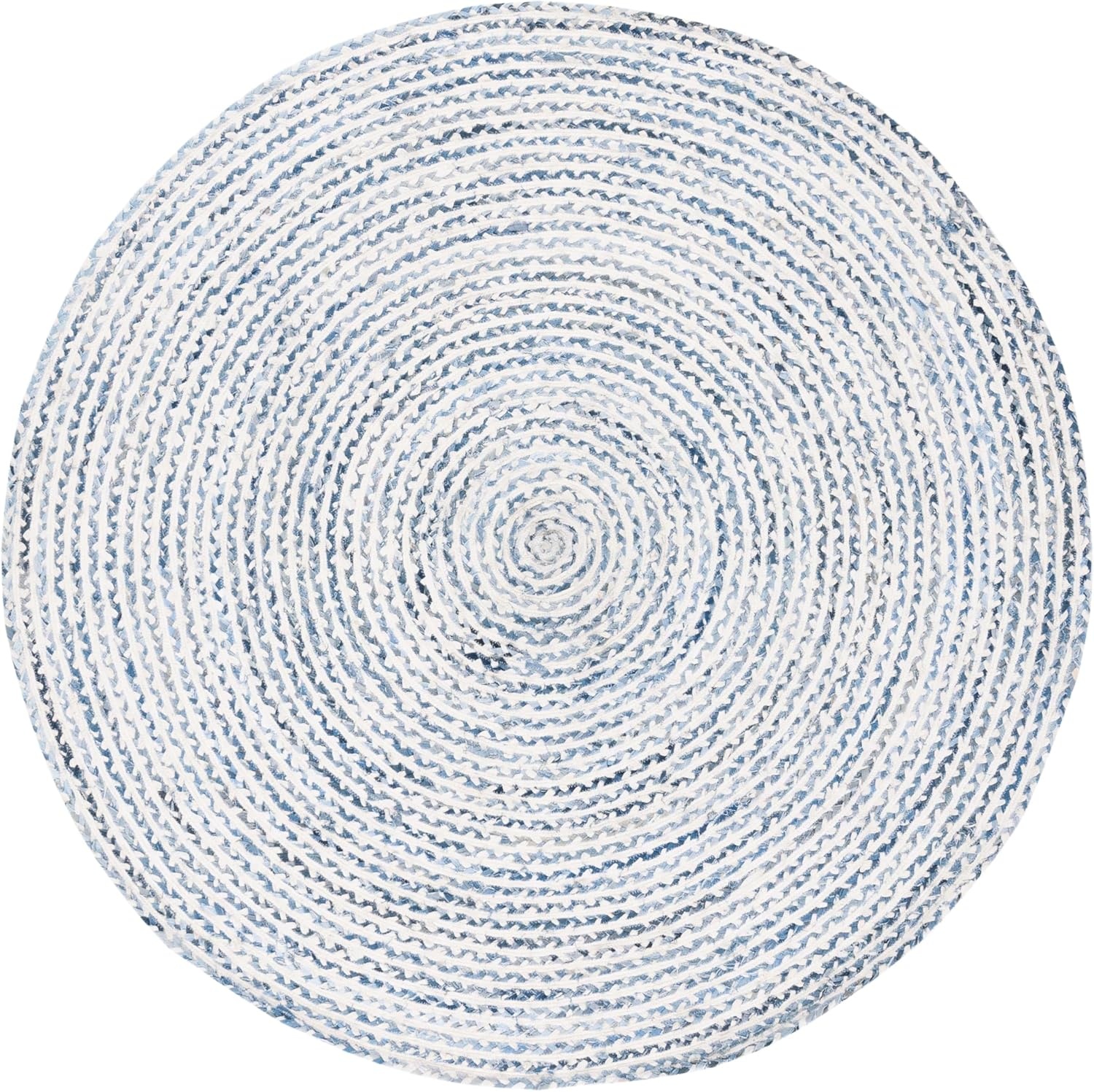 image:imageSAFAVIEH Area Rug 8x10 Braided Collection Large Blue amp Ivory Handmade Cotton Ideal for Living Room Bedroom Office Dining Space BRD260MBlueIvory