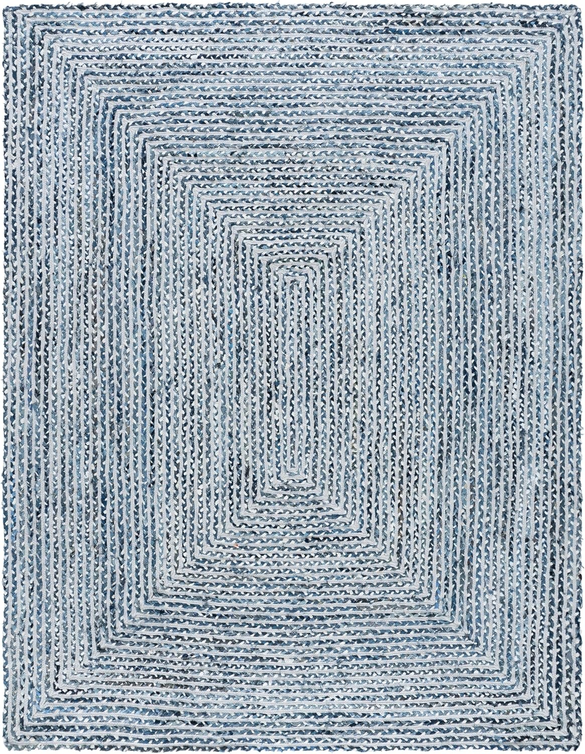 image:imageSAFAVIEH Area Rug 8x10 Braided Collection Large Blue amp Ivory Handmade Cotton Ideal for Living Room Bedroom Office Dining Space BRD260MBlueIvory