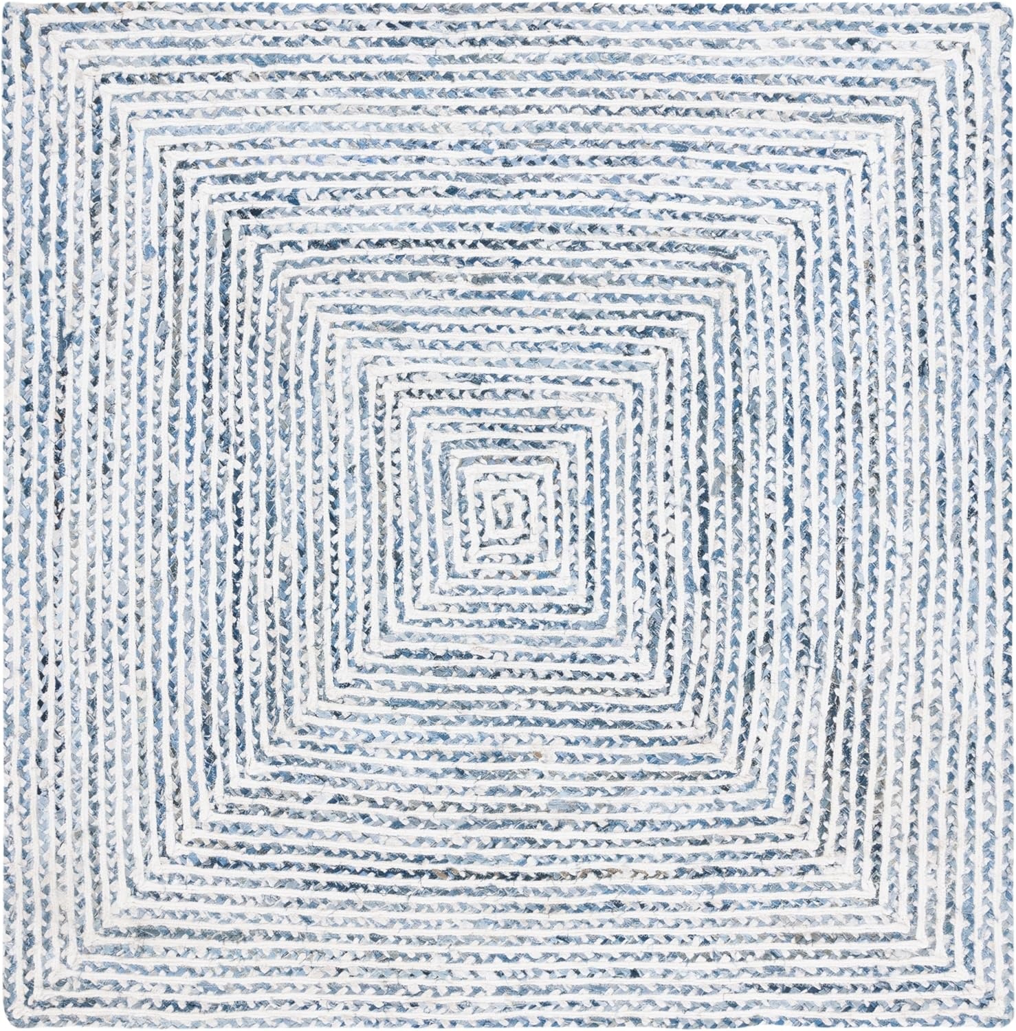 image:imageSAFAVIEH Area Rug 8x10 Braided Collection Large Blue amp Ivory Handmade Cotton Ideal for Living Room Bedroom Office Dining Space BRD260MBlueIvory