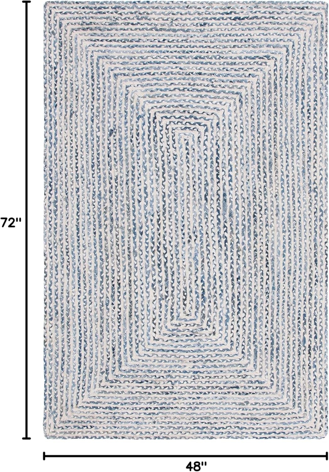 image:imageSAFAVIEH Area Rug 8x10 Braided Collection Large Blue amp Ivory Handmade Cotton Ideal for Living Room Bedroom Office Dining Space BRD260MBlueIvory