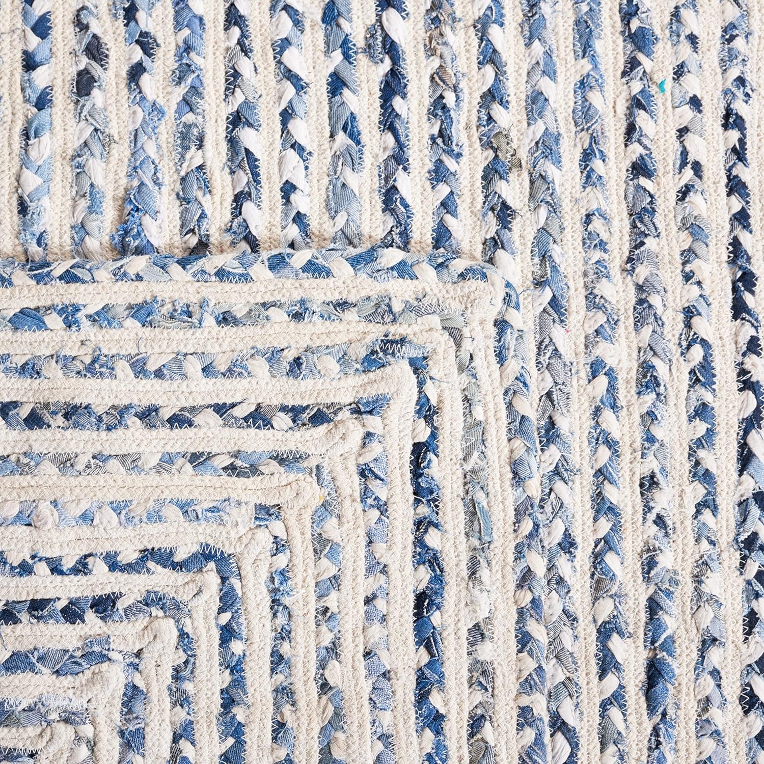 image:imageSAFAVIEH Area Rug 8x10 Braided Collection Large Blue amp Ivory Handmade Cotton Ideal for Living Room Bedroom Office Dining Space BRD260MBlueIvory