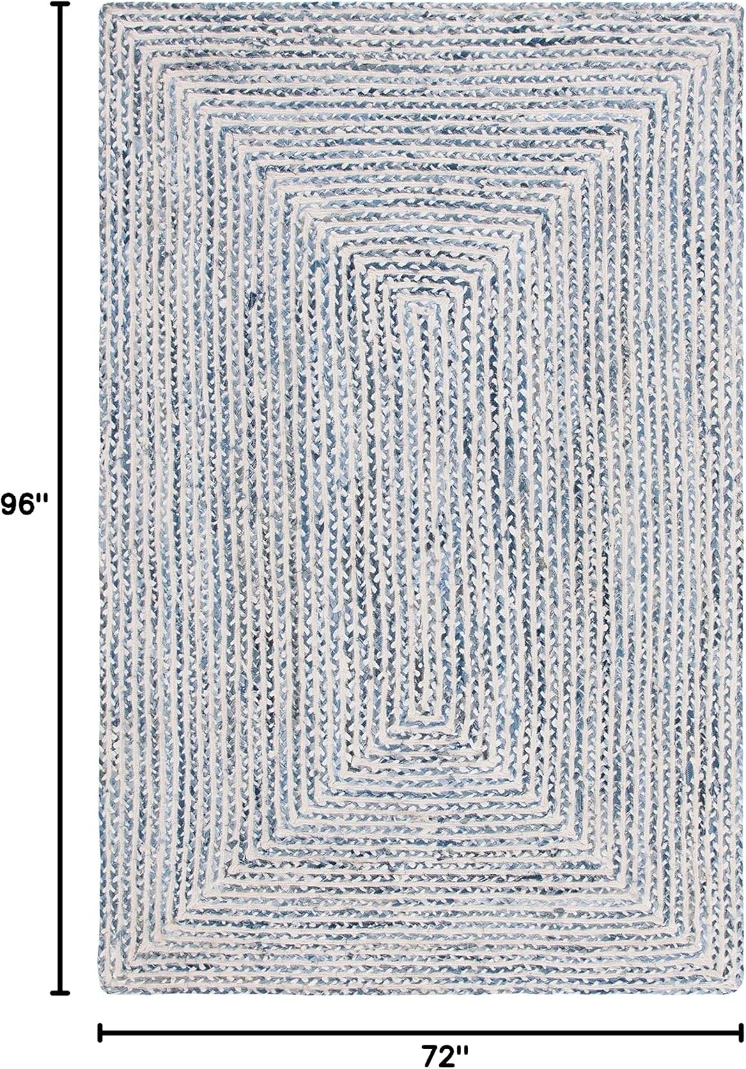 image:imageSAFAVIEH Area Rug 8x10 Braided Collection Large Blue amp Ivory Handmade Cotton Ideal for Living Room Bedroom Office Dining Space BRD260MBlueIvory