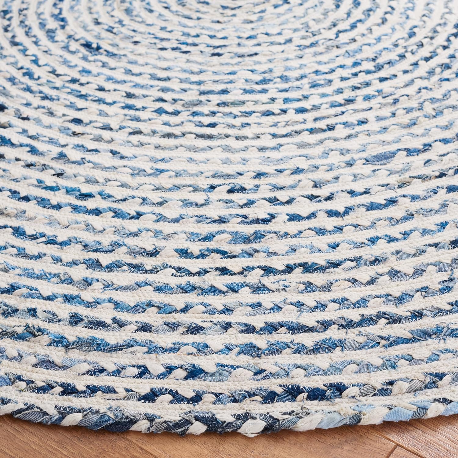 image:imageSAFAVIEH Area Rug 8x10 Braided Collection Large Blue amp Ivory Handmade Cotton Ideal for Living Room Bedroom Office Dining Space BRD260MBlueIvory