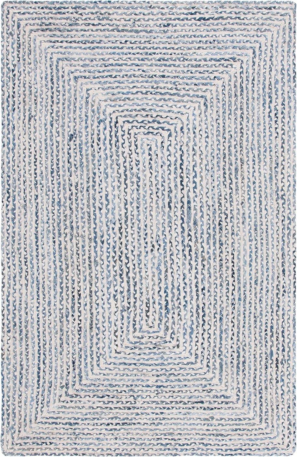image:imageSAFAVIEH Area Rug 8x10 Braided Collection Large Blue amp Ivory Handmade Cotton Ideal for Living Room Bedroom Office Dining Space BRD260MBlueIvory