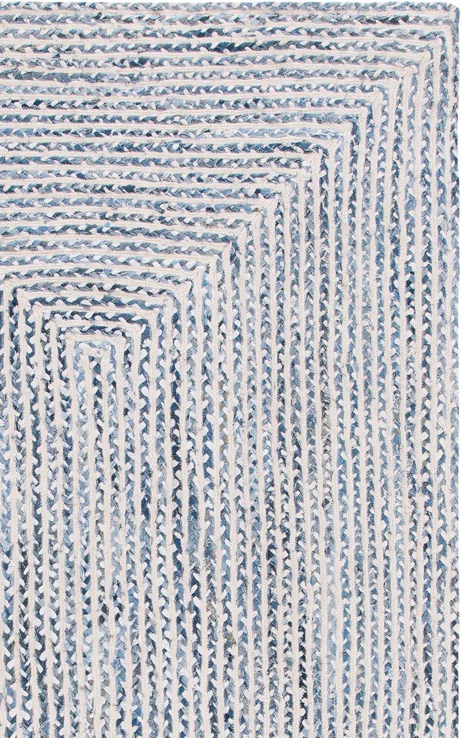 image:imageSAFAVIEH Area Rug 8x10 Braided Collection Large Blue amp Ivory Handmade Cotton Ideal for Living Room Bedroom Office Dining Space BRD260MBlueIvory