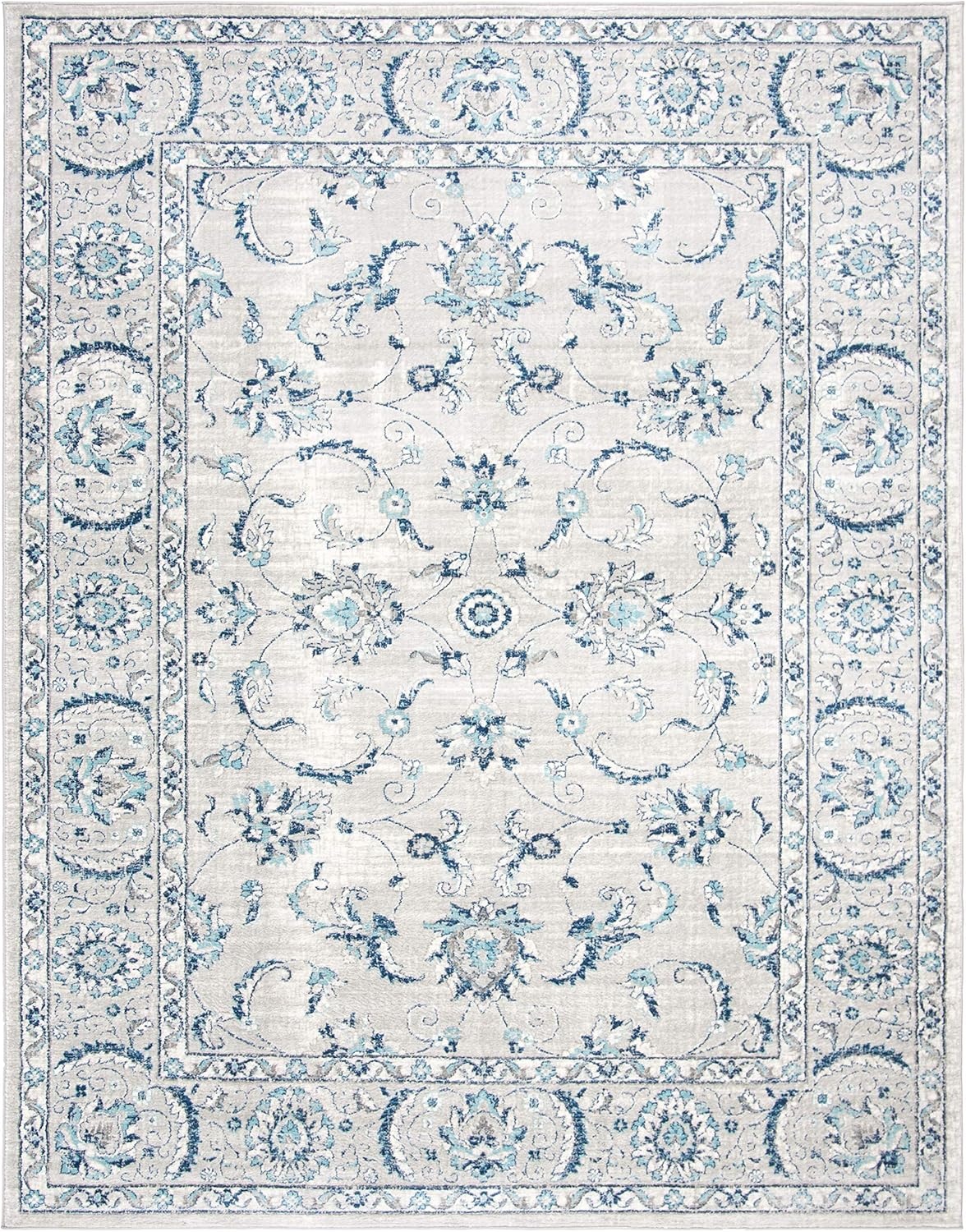 image:imageSAFAVIEH Area Rug 8x10 Brentwood Collection Large Light Grey amp Blue Oriental Floral Scroll Design NonShedding amp Easy Cleaning Ideal for Living Room Bedroom Office Dining Space BNT854GLight Grey Blue